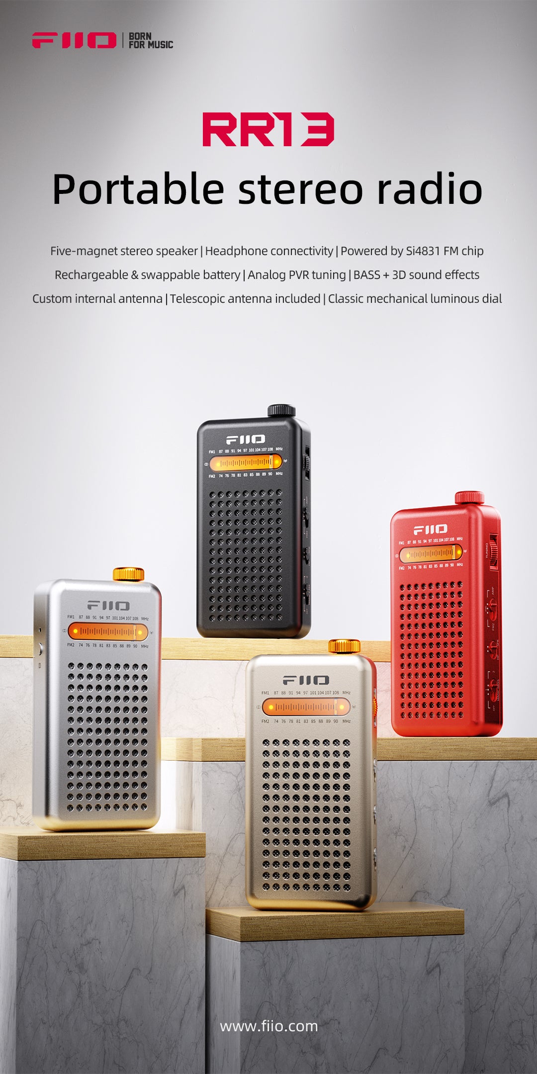 FiiO RR13 Portable Stereo FM Radio