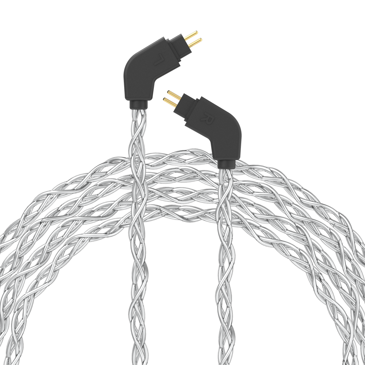 Post-Split 2-Pin IEM Connectors with Silver Braided Cable