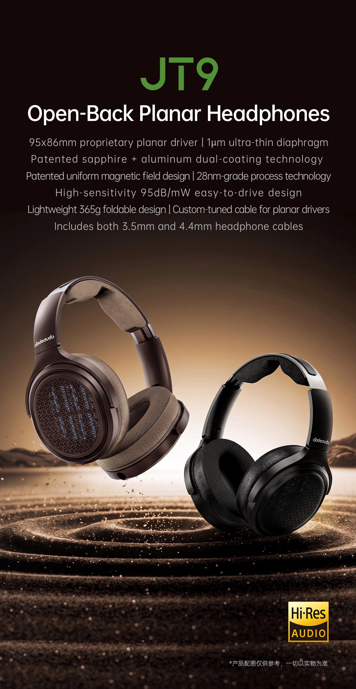 FIIO Jade Audio JT9 Open-Back Planar Headphones