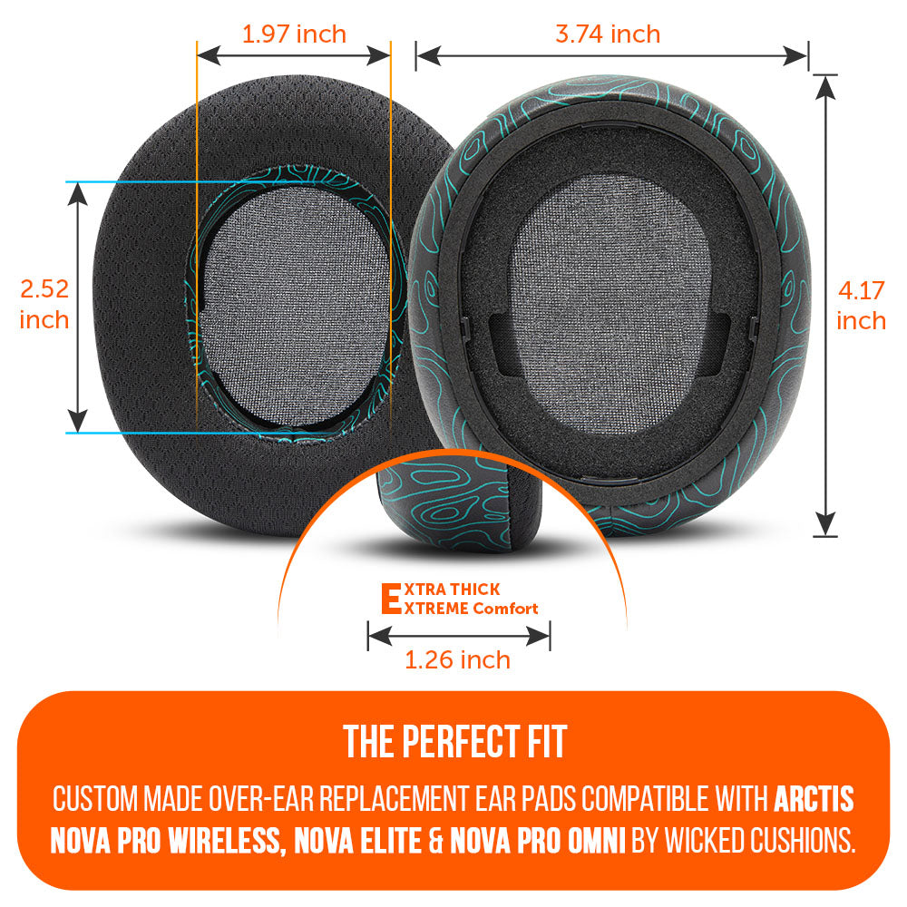 Apos Audio Wicked Cushions Cooling Gel Ear Pads Arctis Nova Pro Wireless, Nova Elite & Nova Pro Omni Earpads - WC FreeZe Cooling Gel