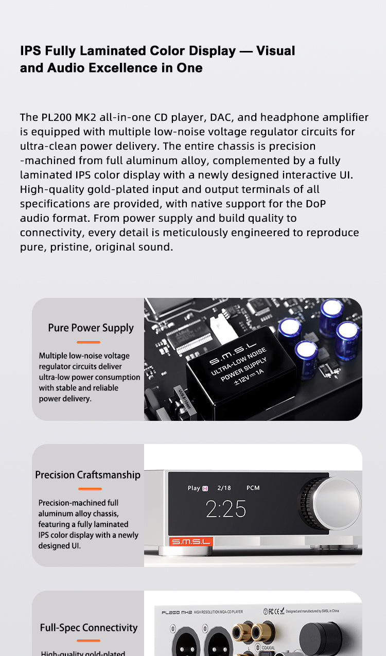 SMSL PL200 MkII All-in-One CD Player/ DAC/ Amp