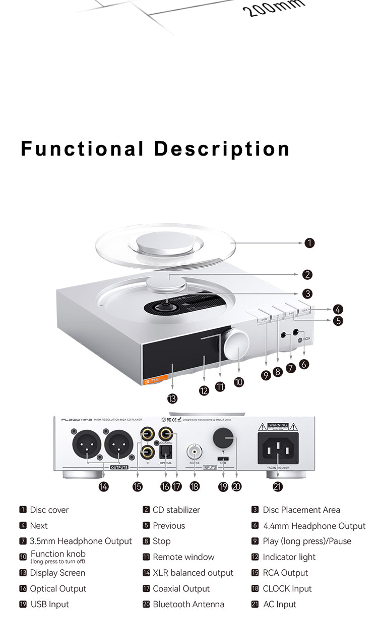 SMSL PL200 MkII All-in-One CD Player/ DAC/ Amp