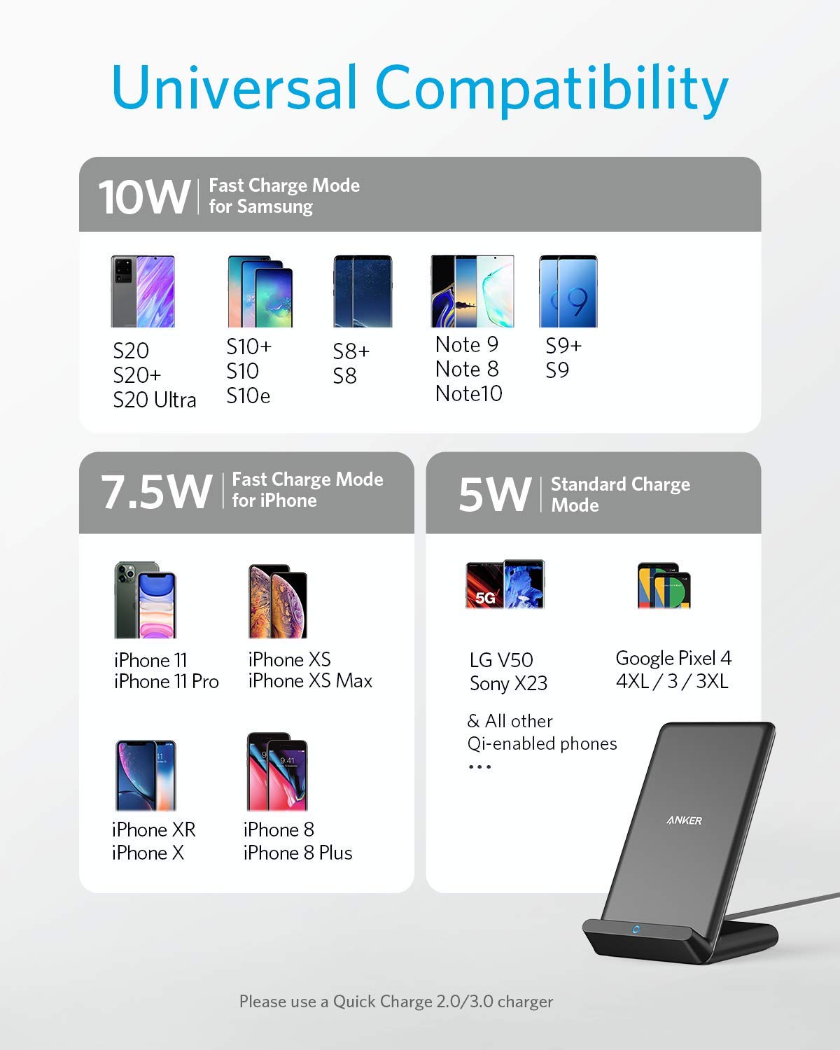 Apos Audio Anker Accessory Anker 313 Wireless Charger (Stand) Black