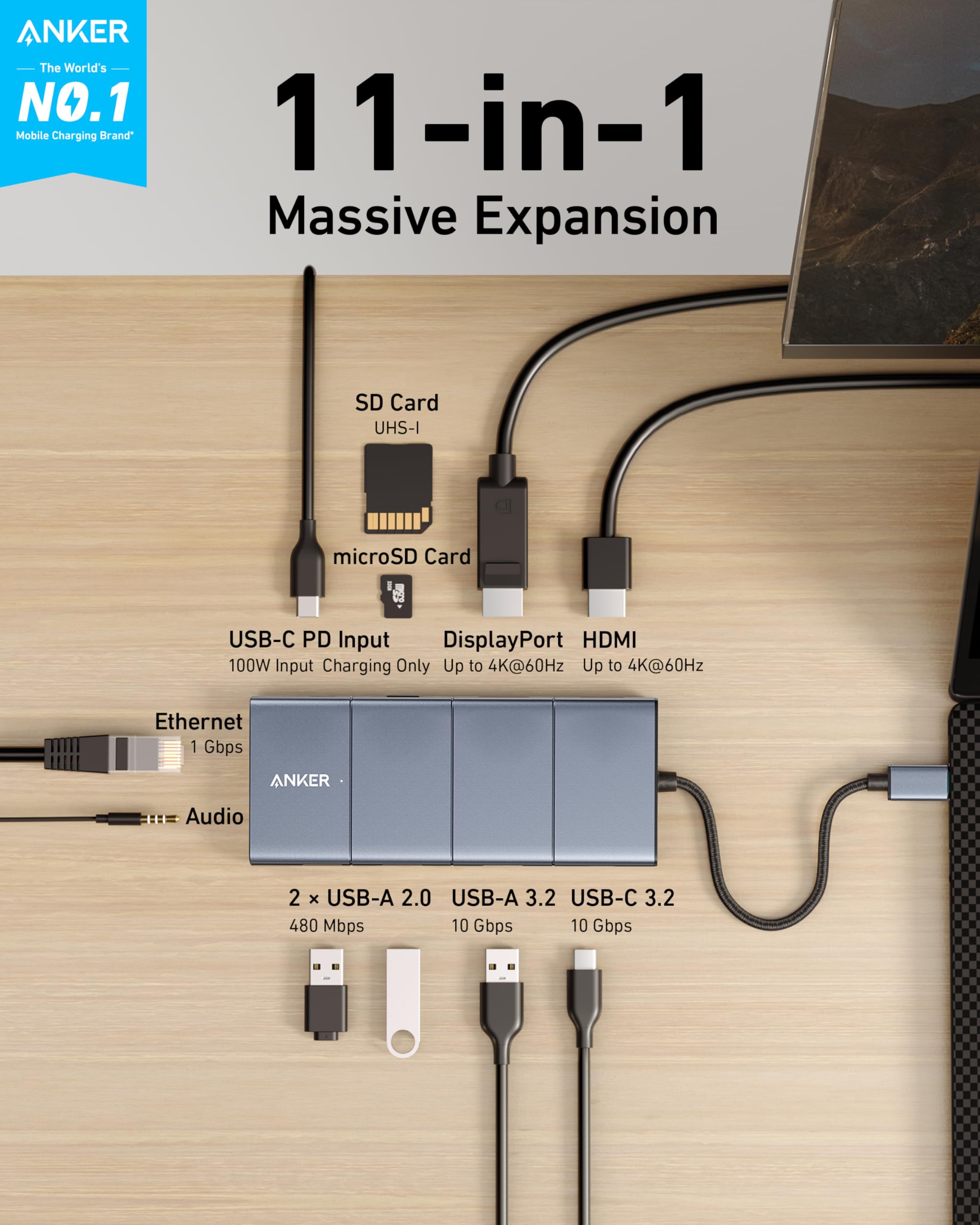 Apos Audio Anker Accessory Anker 565 USB-C Hub (11-in-1) Grey