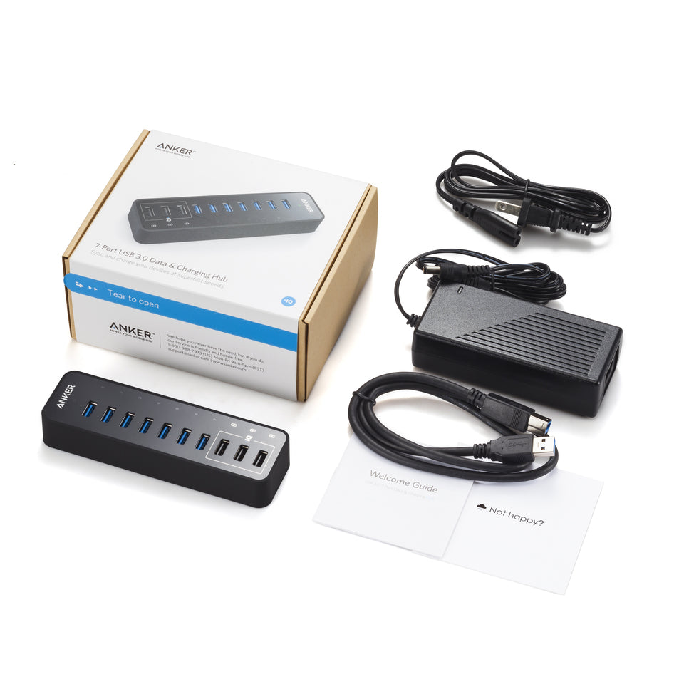 Apos Audio Anker Accessory Anker 60W 10-Port USB 3.0 Data Hub Black