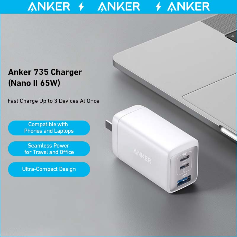 Apos Audio Anker Accessory Anker 735 Charger (Nano II 65W) (2-Pack) Black