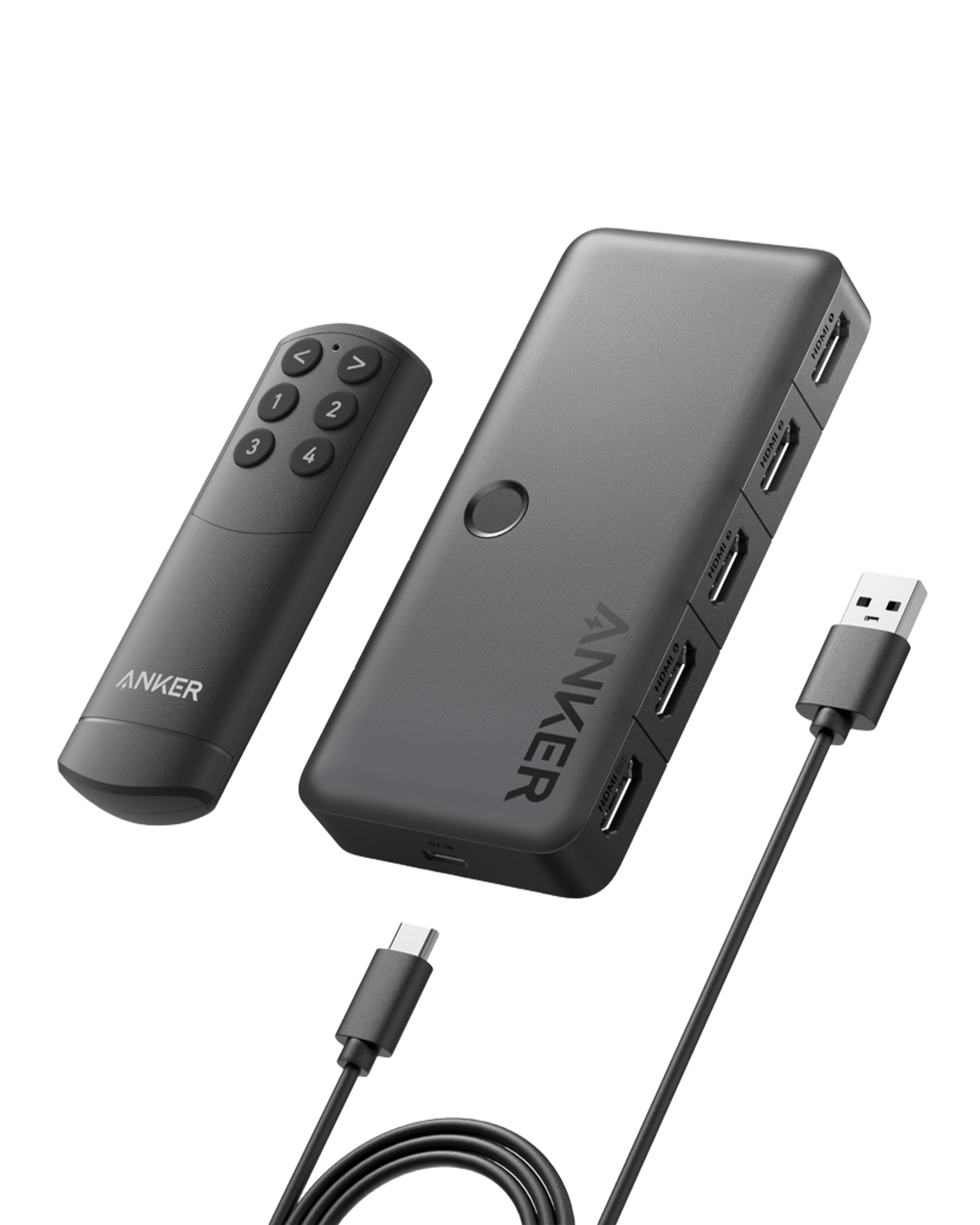 Apos Audio Anker Accessory Anker HDMI Switch (4 in 1 Out, 4K HDMI) Black