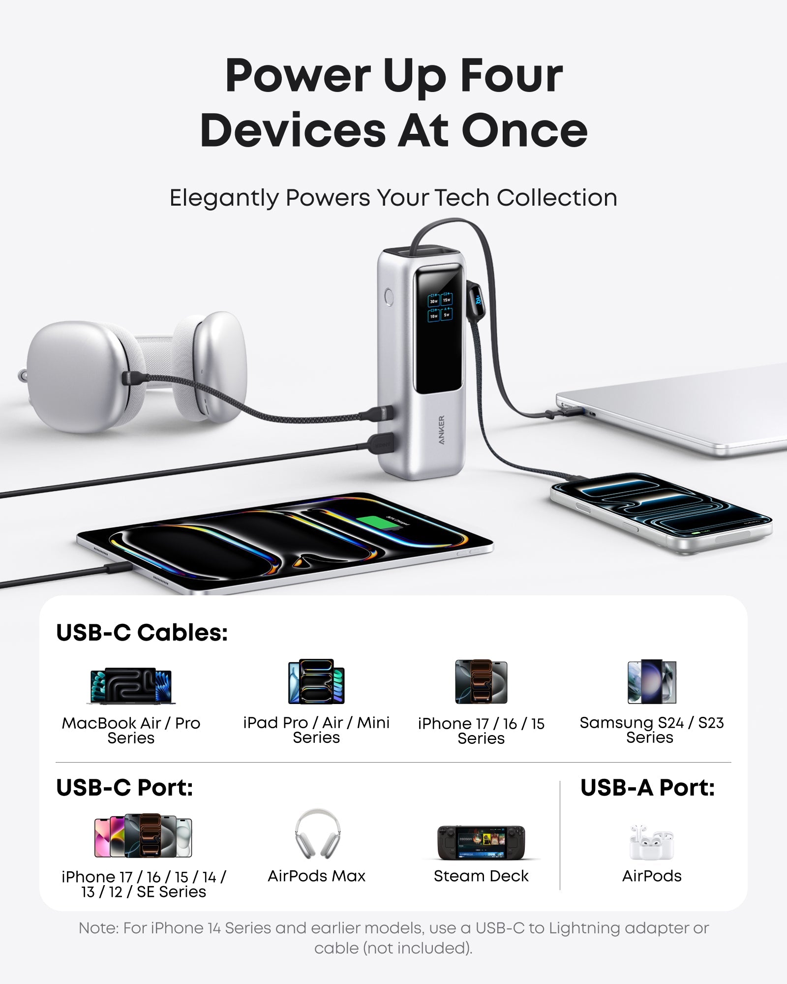 Apos Audio Anker Accessory Anker Laptop Power Bank (25K, 165W, Built-In and Retractable Cables)