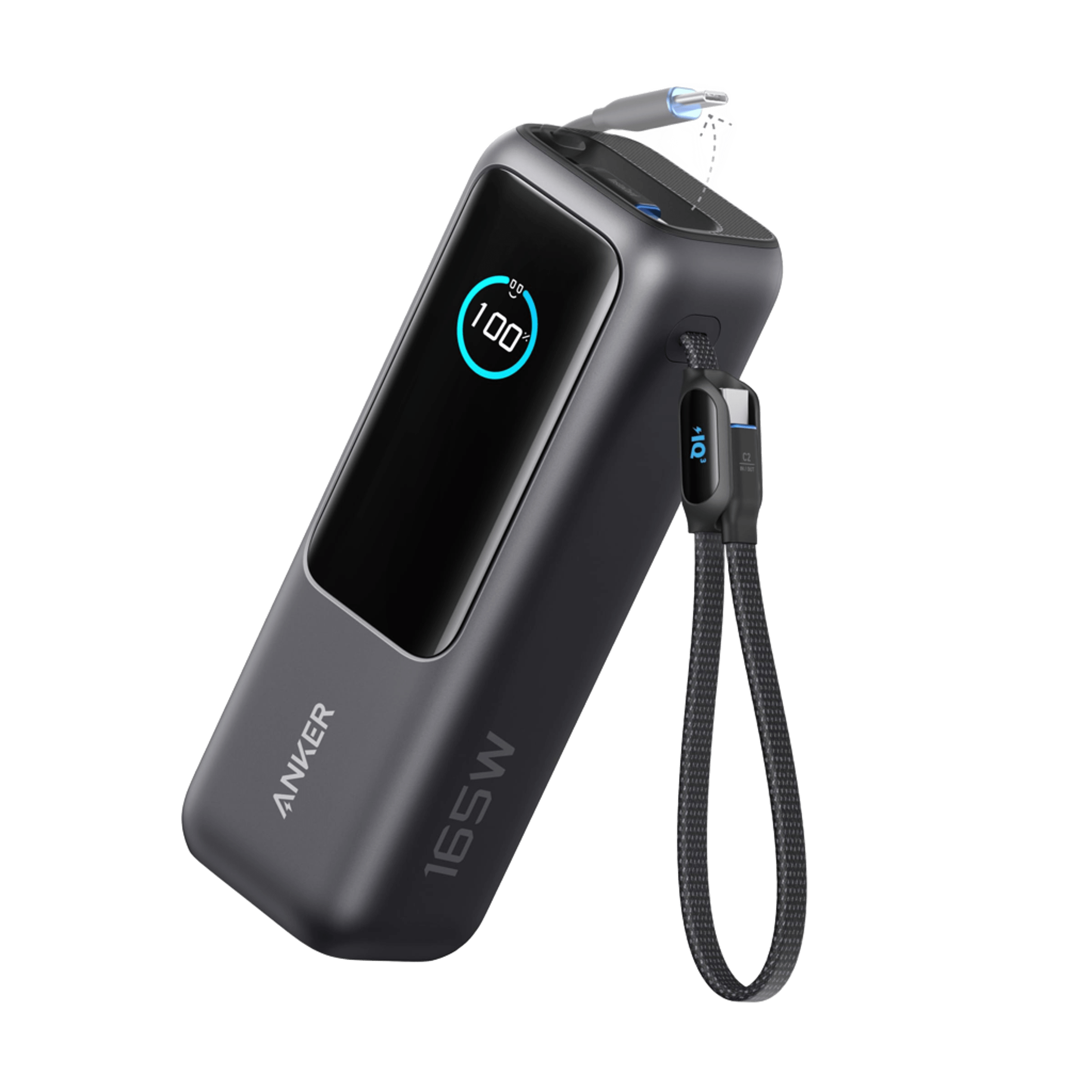 Apos Audio Anker Accessory Anker Laptop Power Bank (25K, 165W, Built-In and Retractable Cables) Space Black