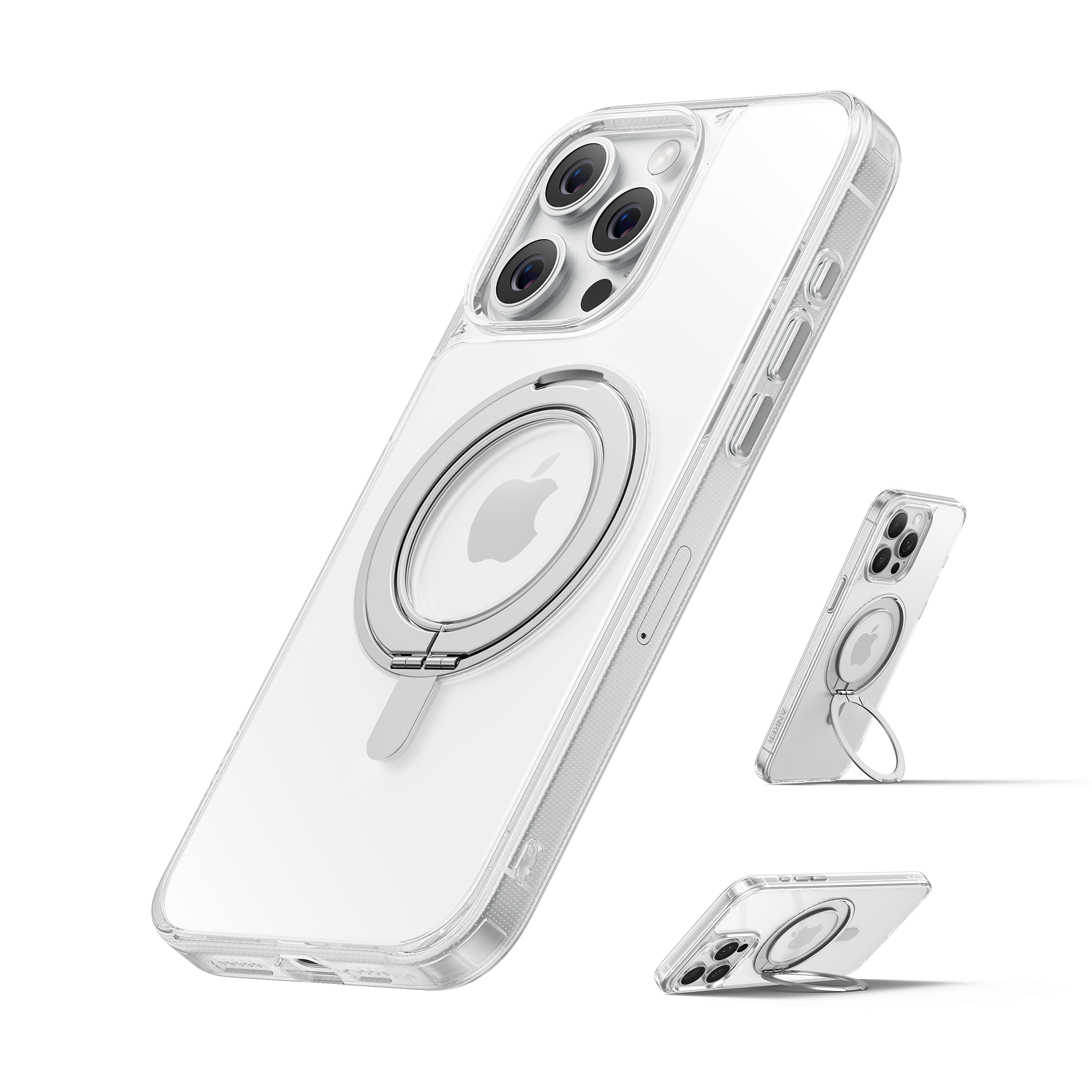 Apos Audio Anker Accessory Anker MagGo Magnetic Case with Stand (360° Ring Stand) Clear / iPhone 16 Pro