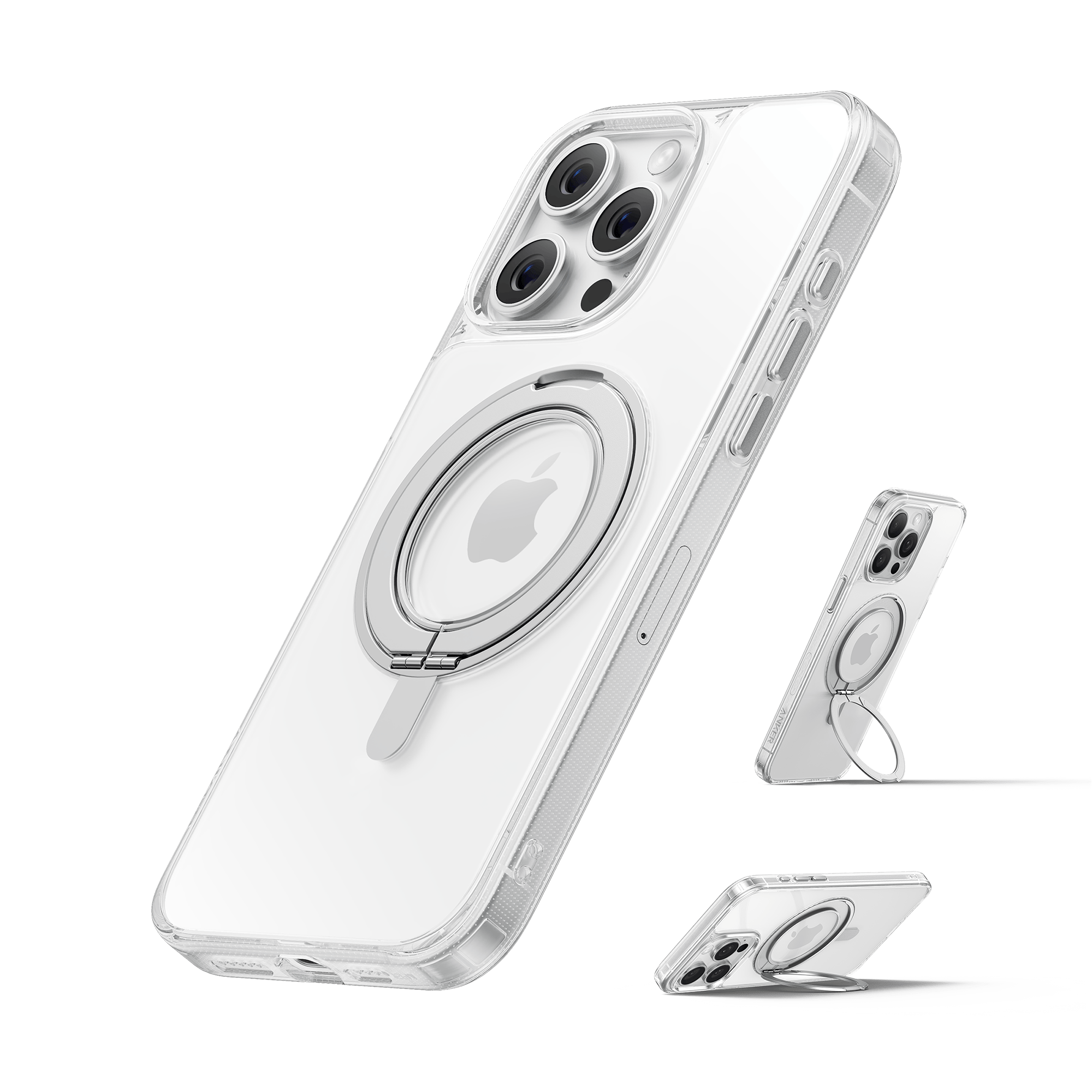 Apos Audio Anker Accessory Anker MagGo Magnetic Case with Stand (360° Ring Stand) Clear / iPhone 16 Pro