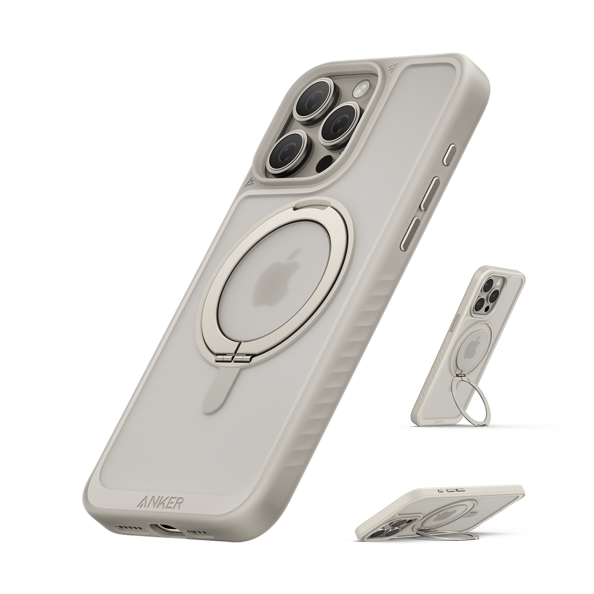 Apos Audio Anker Accessory Anker MagGo Magnetic Case with Stand (360° Ring Stand) Titanium / iPhone 16 Pro