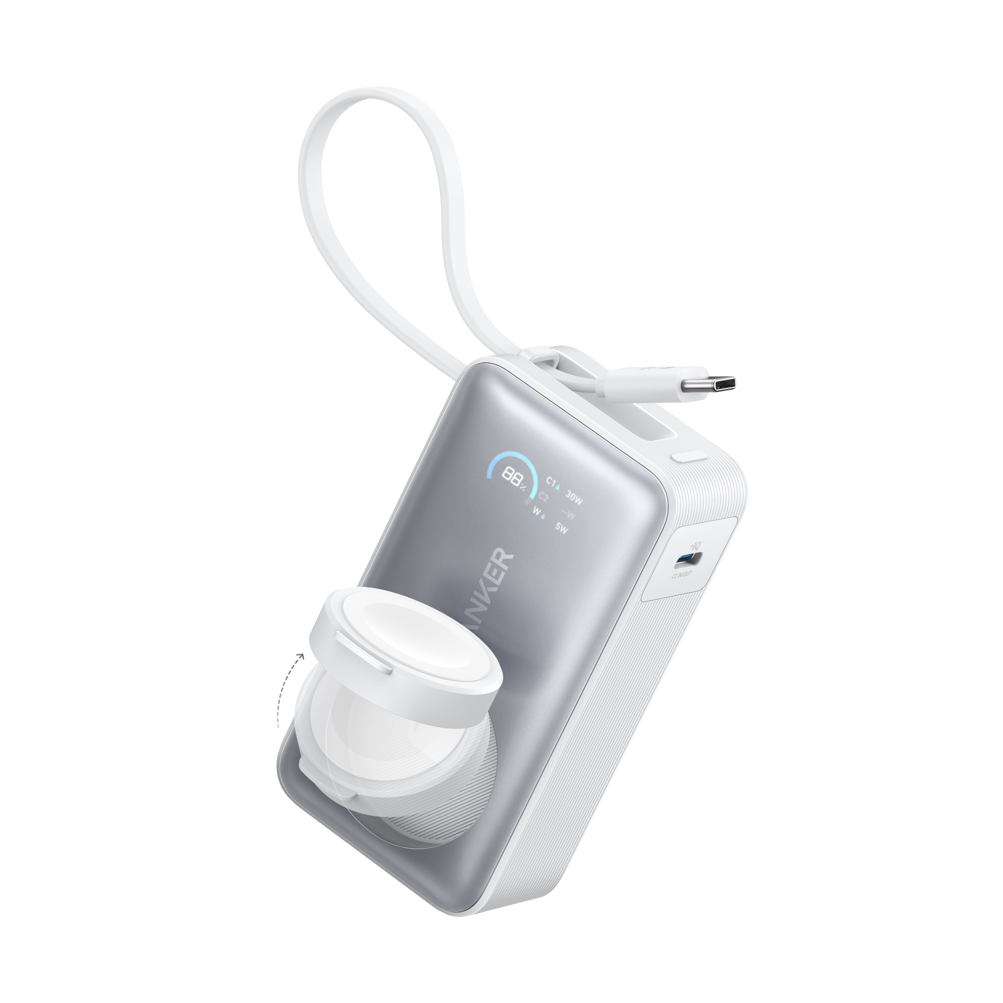 Apos Audio Anker Accessory Anker MagGo Power Bank (10K, 35W, For Apple Watch) Aurora White