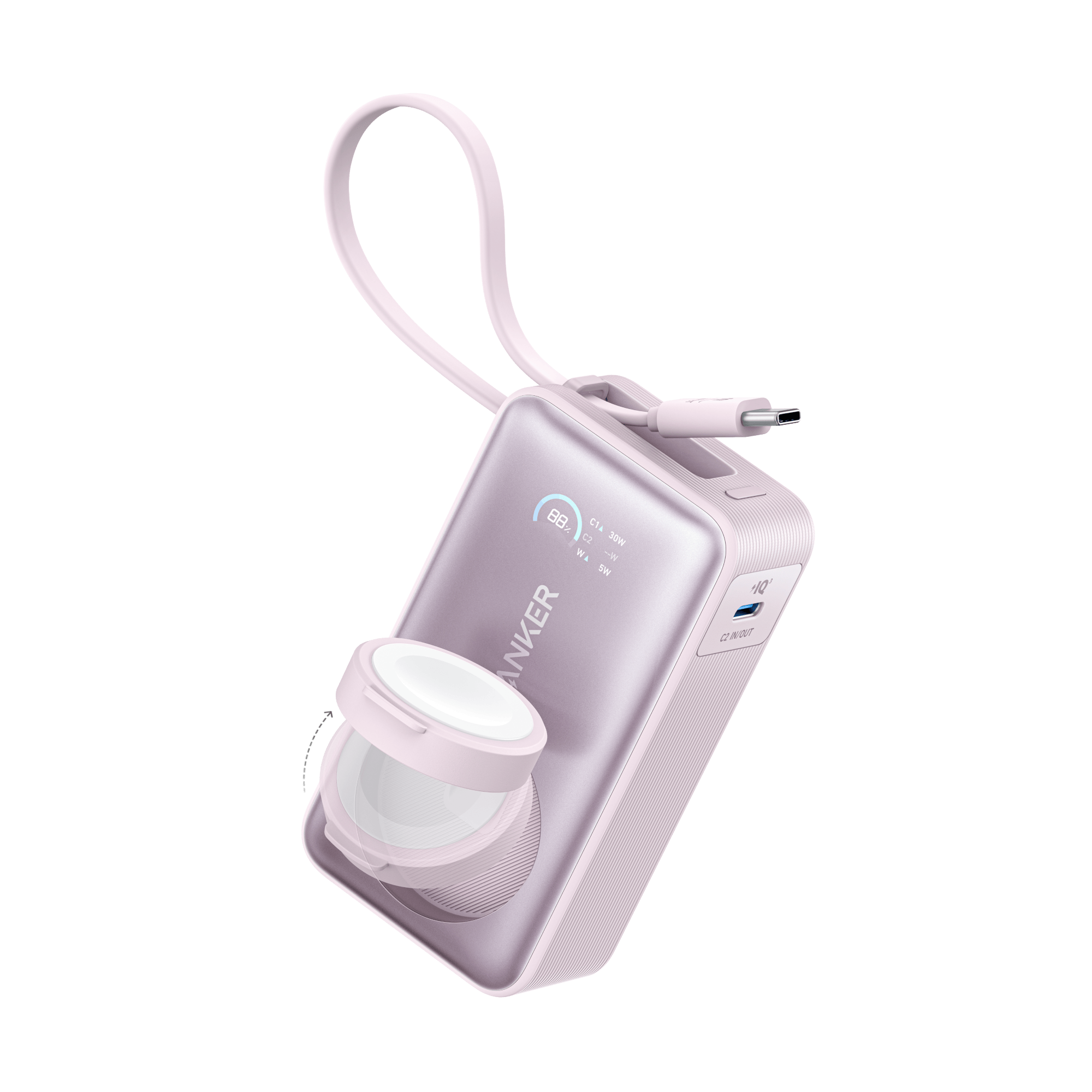 Apos Audio Anker Accessory Anker MagGo Power Bank (10K, 35W, For Apple Watch) Pink Aura