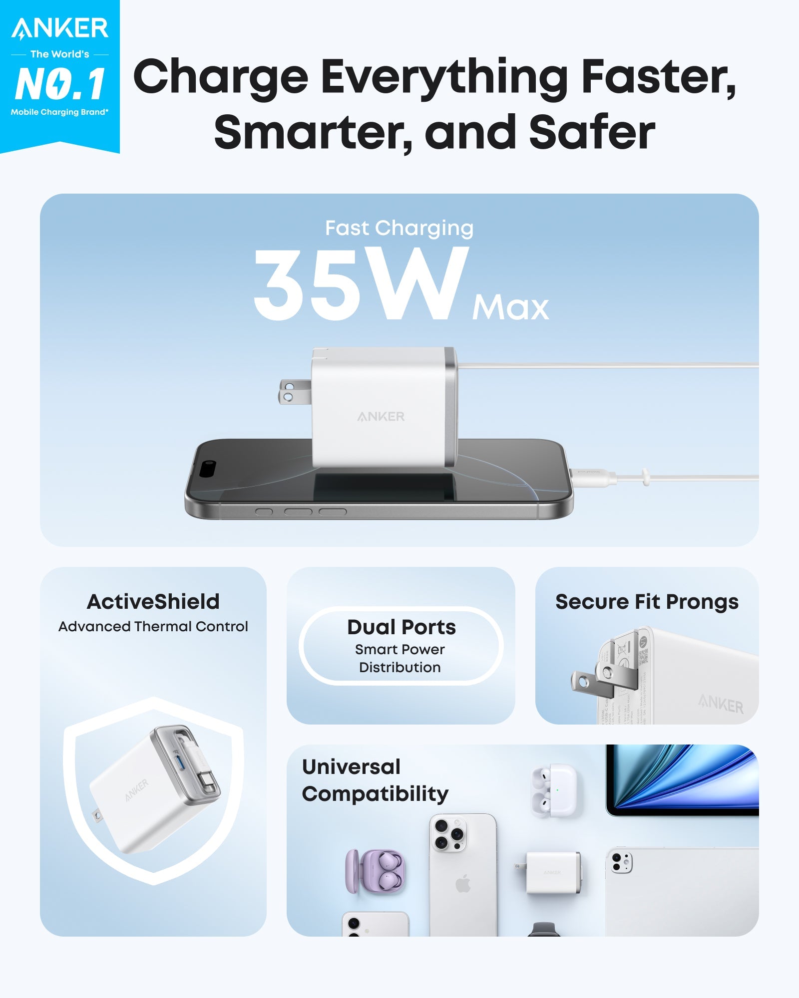 Apos Audio Anker Accessory Anker Nano Charger (35W, Built-In Retractable USB-C Cable)