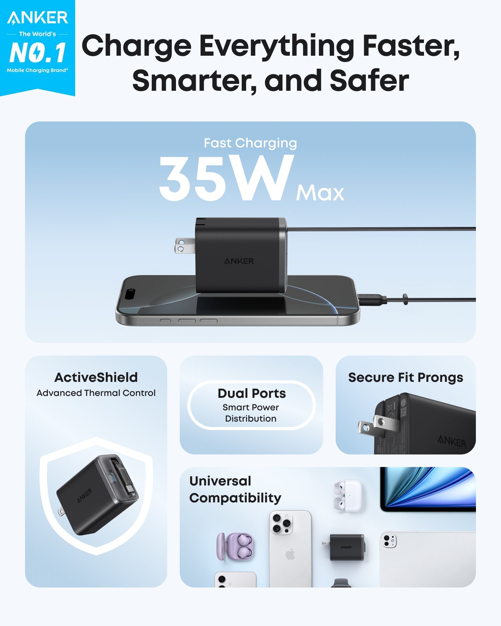 Apos Audio Anker Accessory Anker Nano Charger (35W, Built-In Retractable USB-C Cable)