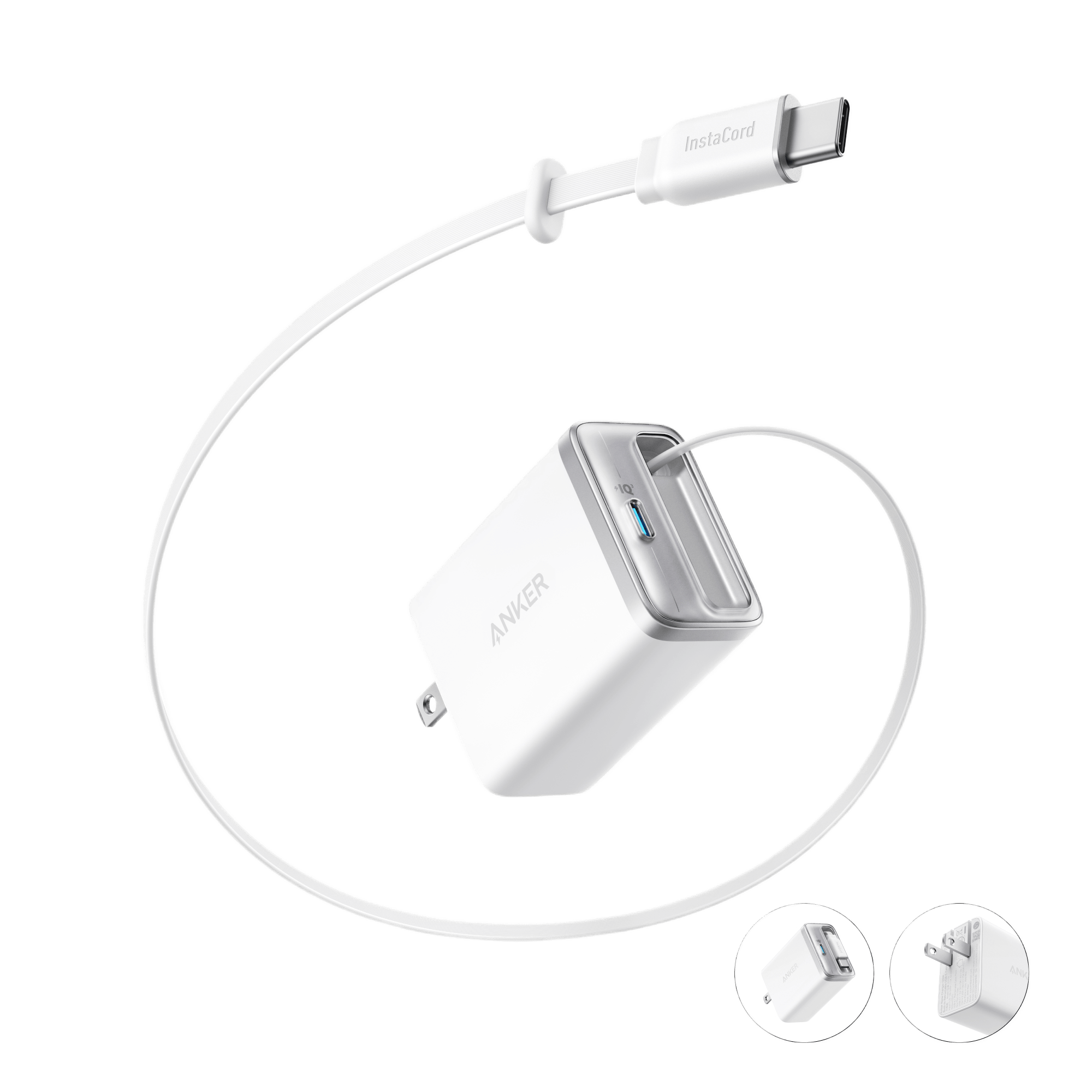 Apos Audio Anker Accessory Anker Nano Charger (35W, Built-In Retractable USB-C Cable) Shell White
