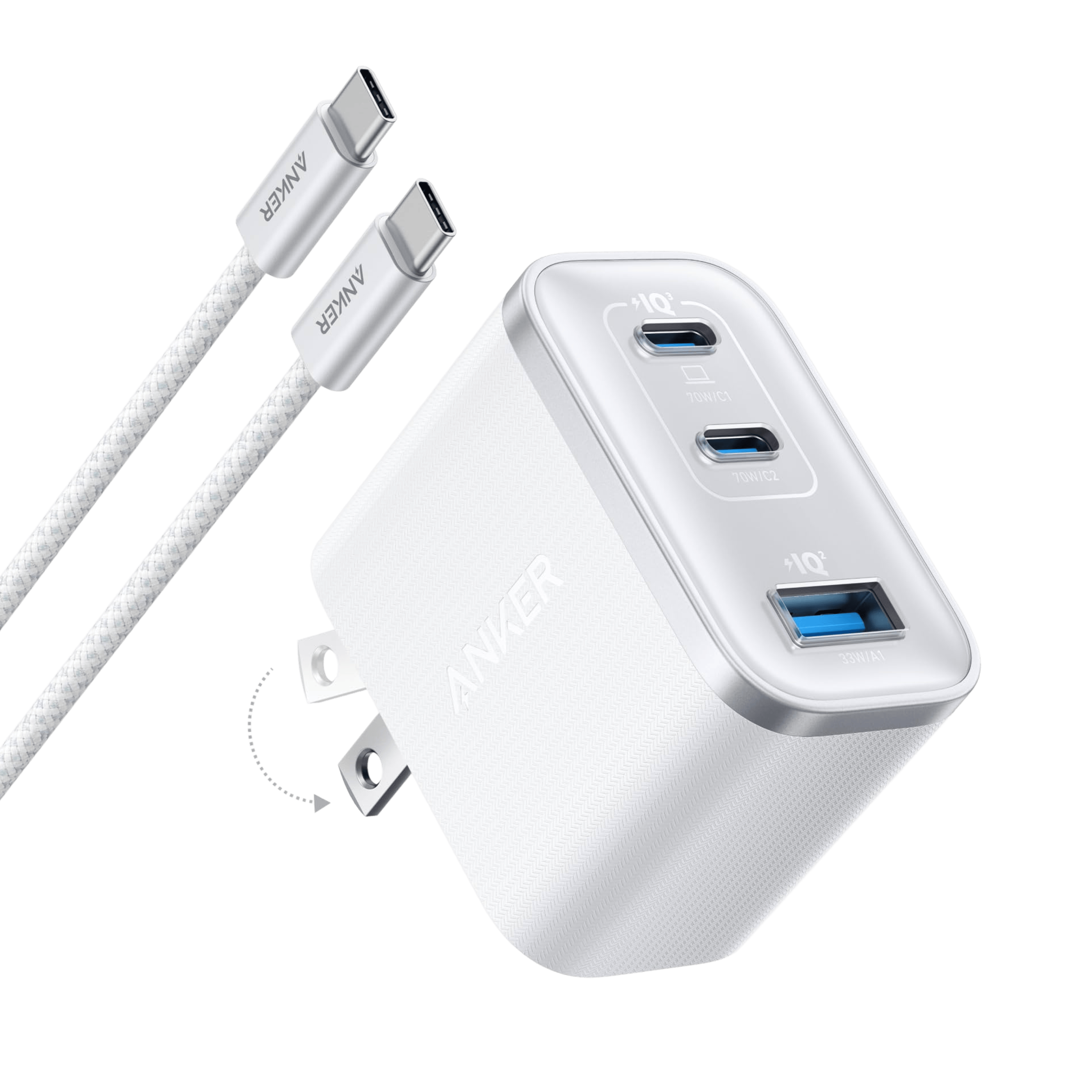Apos Audio Anker Accessory Anker Nano Charger (70W, 3 Ports) Shell White