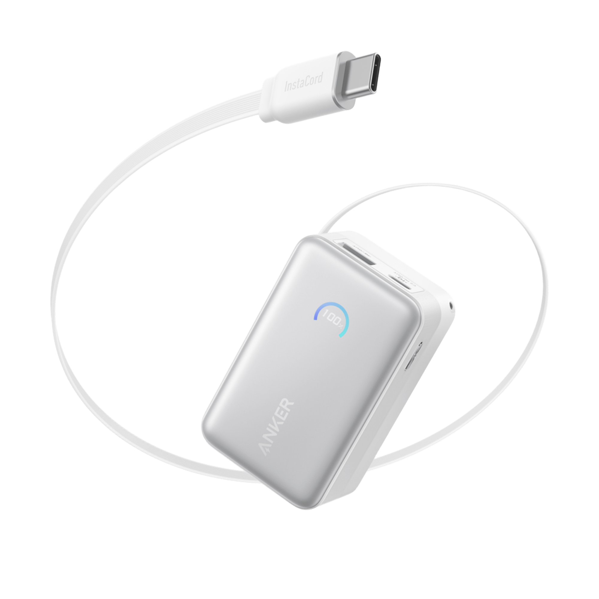 Apos Audio Anker Accessory Anker Nano Power Bank (10K, 45W, Built-In Retractable USB-C Cable) Aurora White