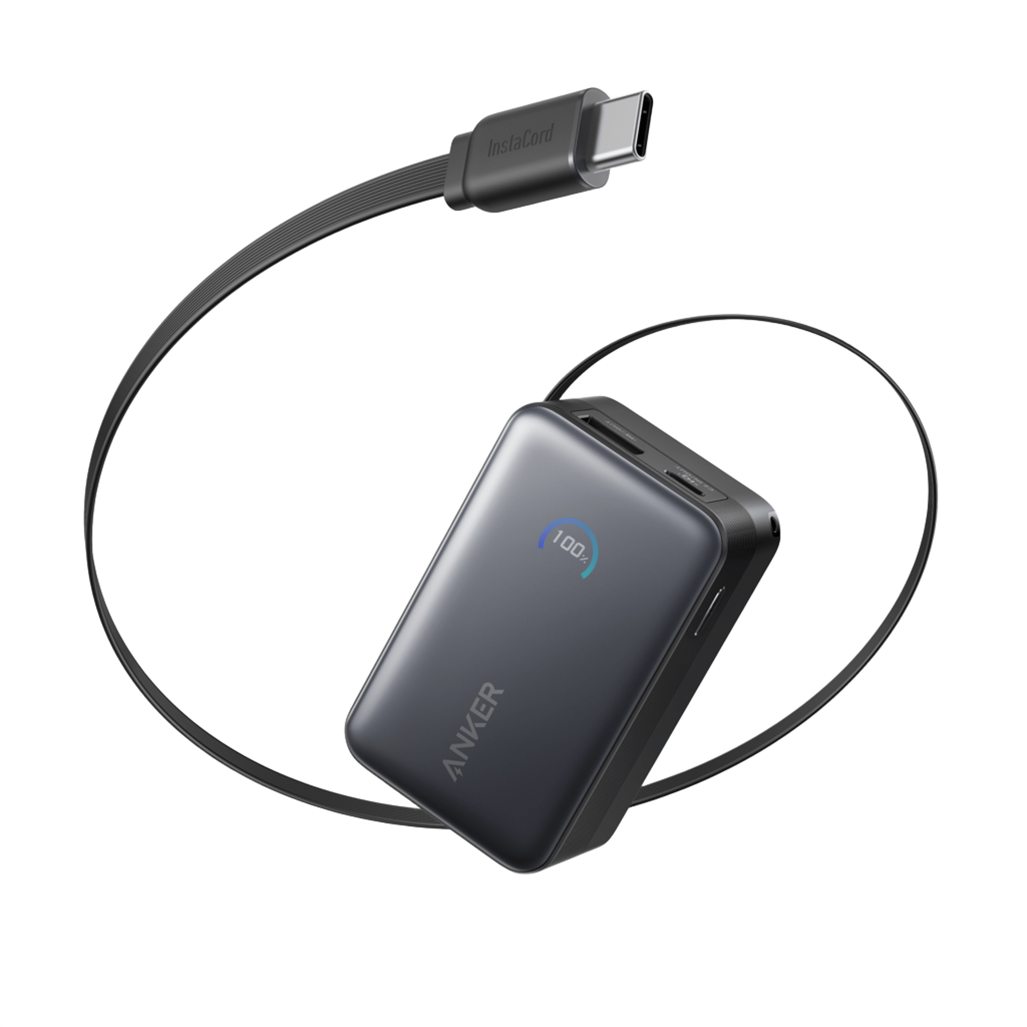 Apos Audio Anker Accessory Anker Nano Power Bank (10K, 45W, Built-In Retractable USB-C Cable) Black