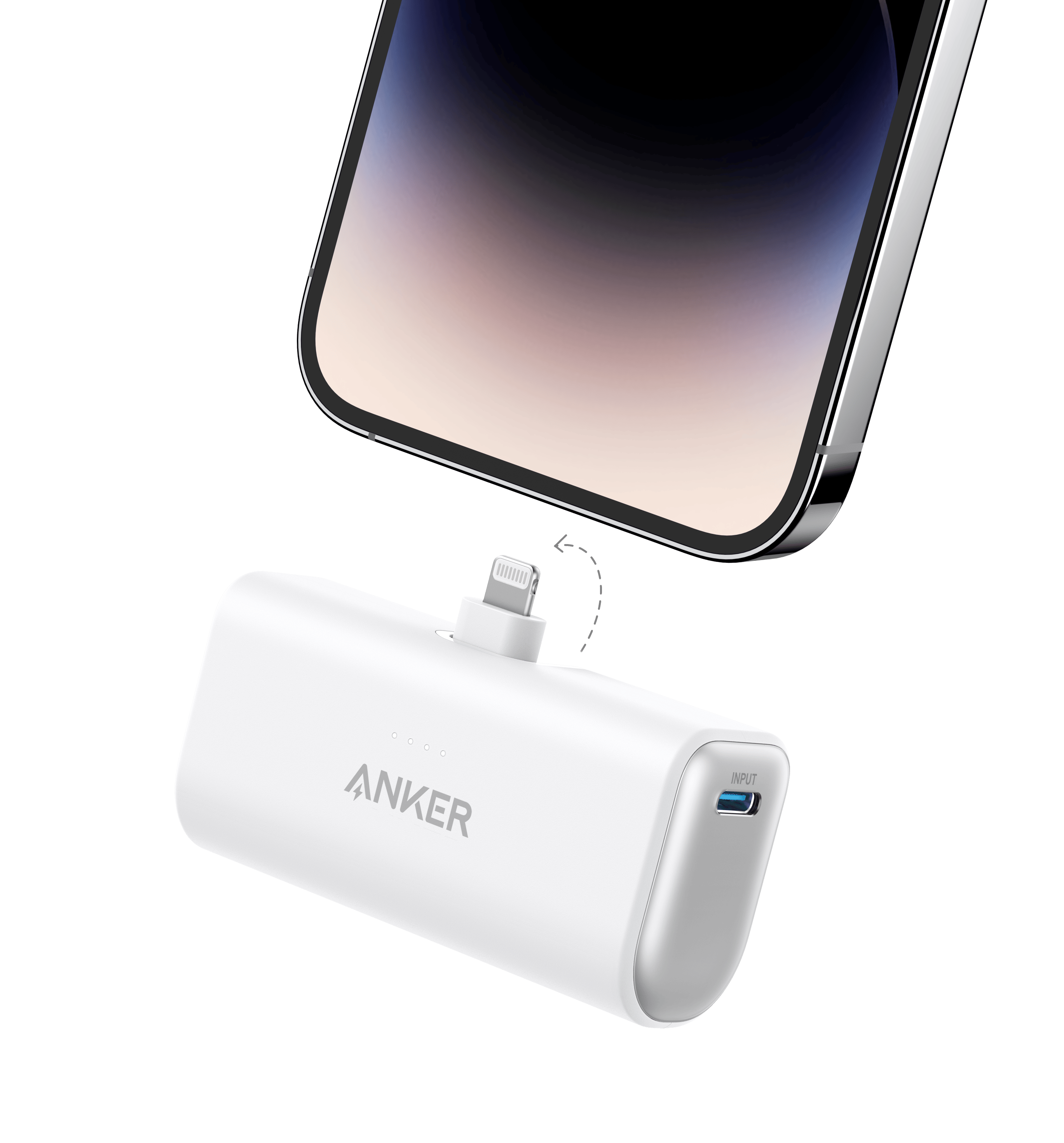 Apos Audio Anker Accessory Anker Nano Power Bank (12W, Built-In Lightning Connector) Dolomite White