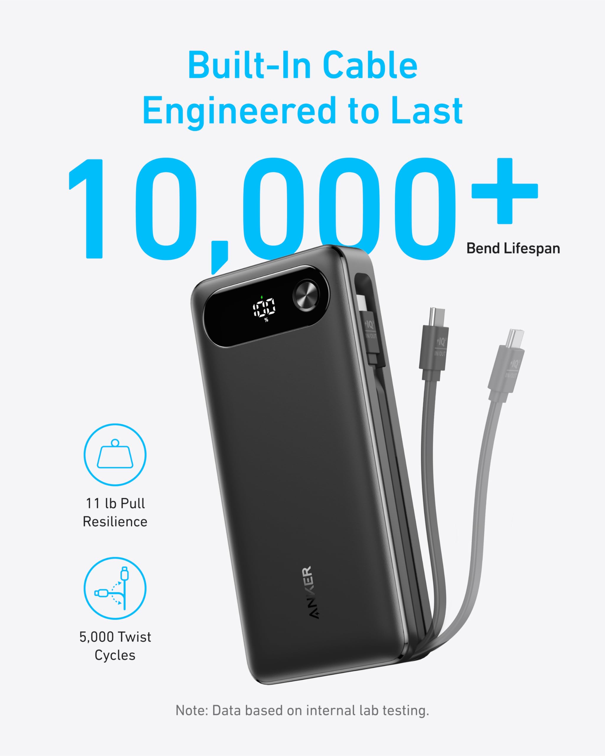 Apos Audio Anker Accessory Anker Power Bank (20K, 87W, Built-In USB-C Cable)