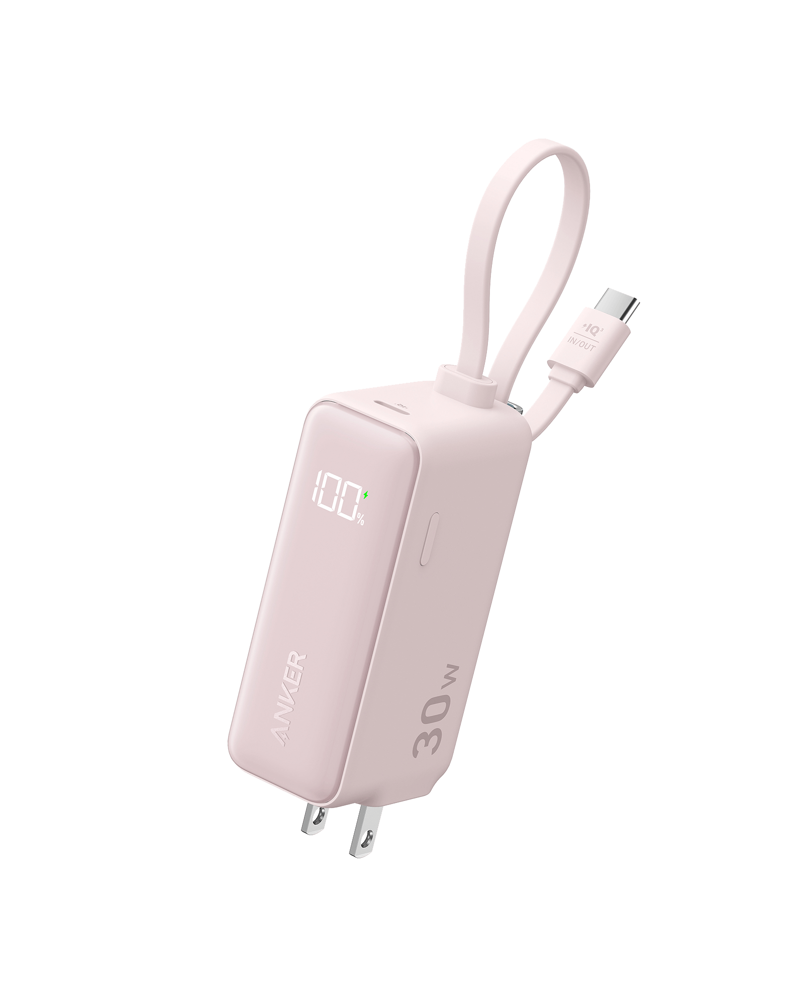 Apos Audio Anker Accessory Anker Power Bank (30W, 5k, Fusion, Built-In USB-C Cable) Pink