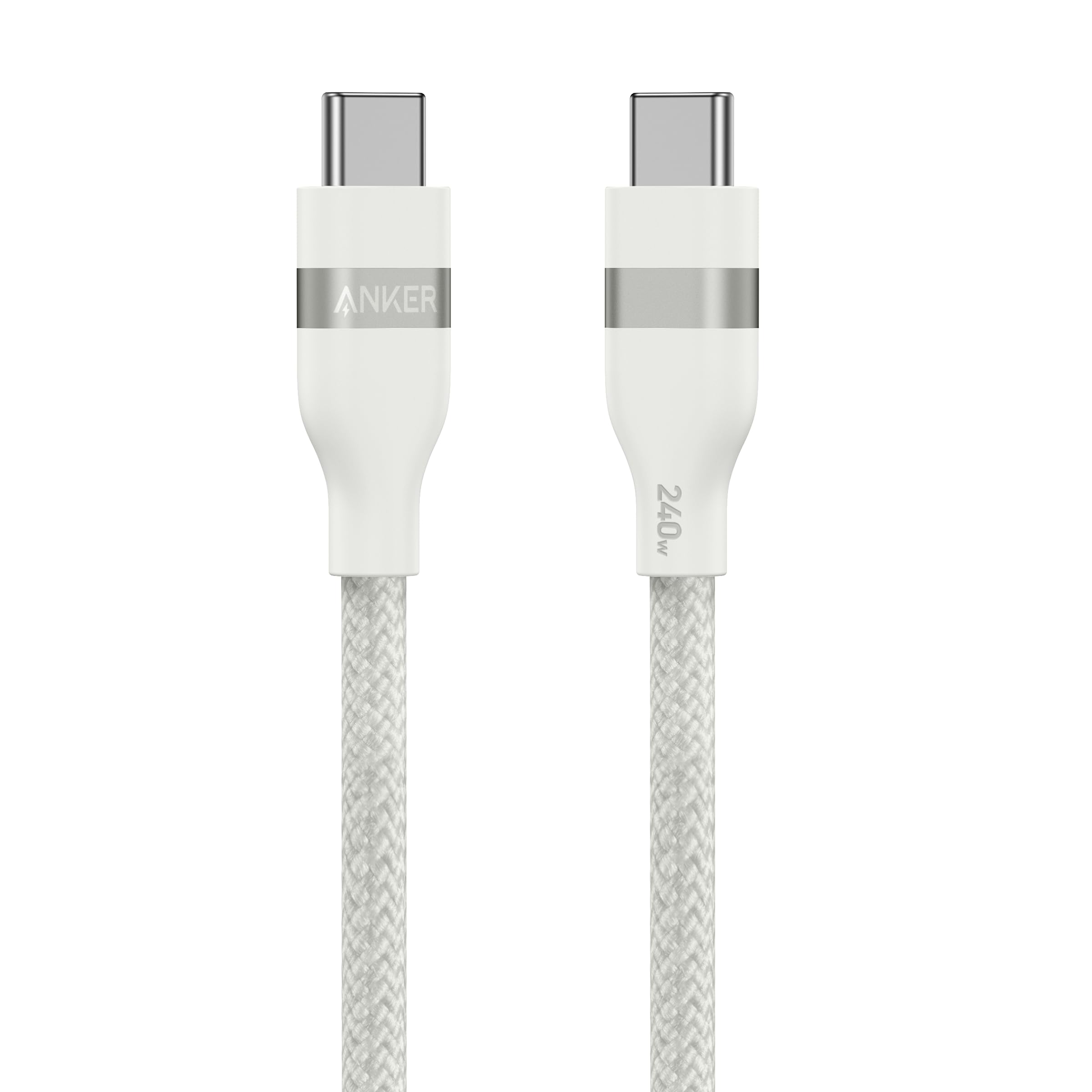 Apos Audio Anker Accessory Anker USB-C to USB-C Cable (3 ft / 6 ft, 240W, Upcycled-Braided) 3 ft / White
