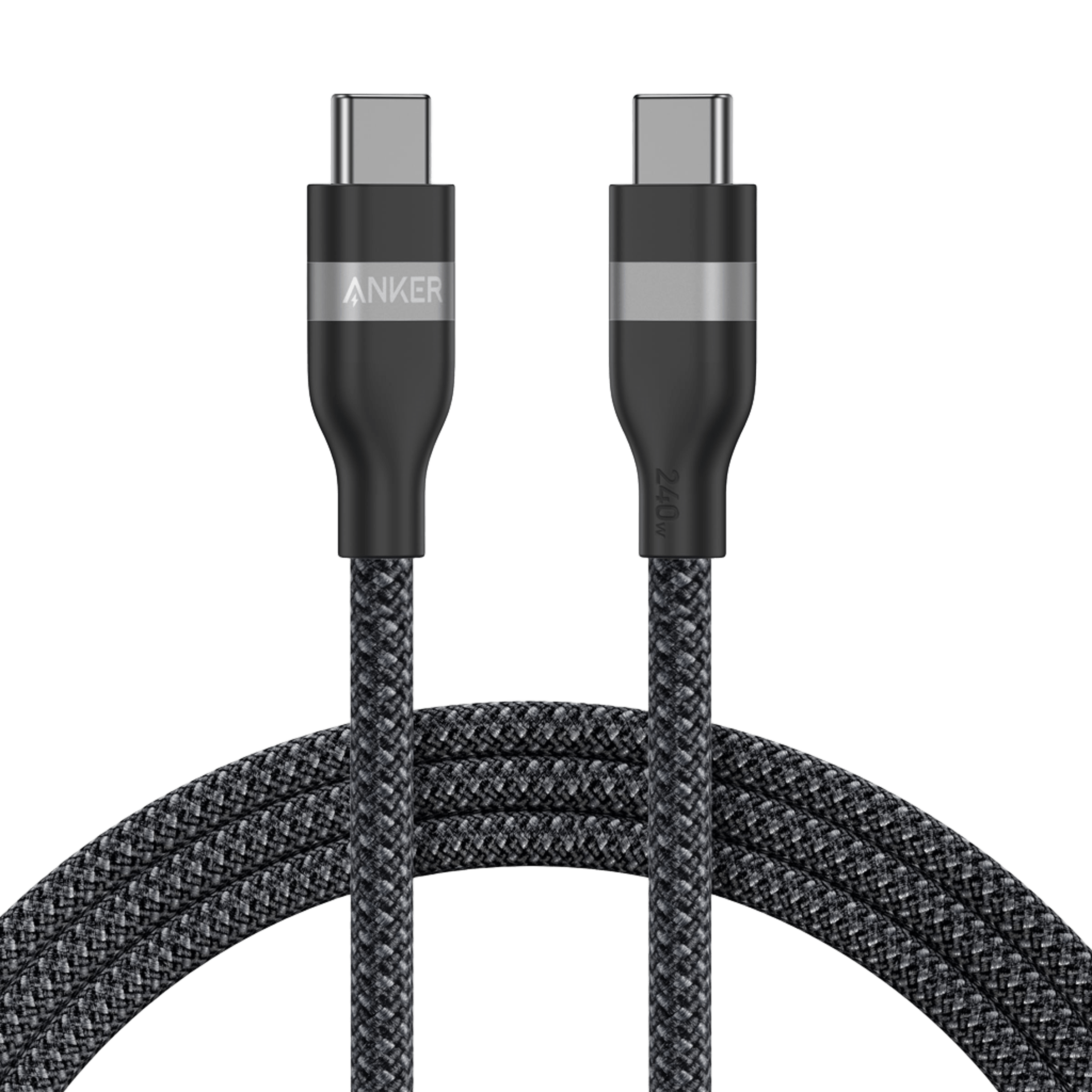 Apos Audio Anker Accessory Anker USB-C to USB-C Cable (3 ft / 6 ft, 240W, Upcycled-Braided) 6 ft / Black Stone