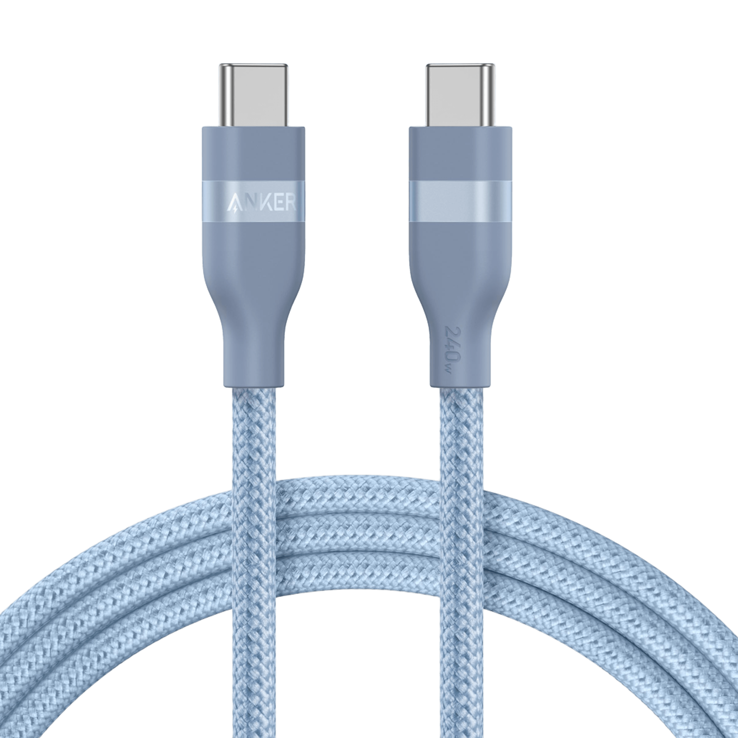 Apos Audio Anker Accessory Anker USB-C to USB-C Cable (3 ft / 6 ft, 240W, Upcycled-Braided) 6 ft / Ice Lake Blue