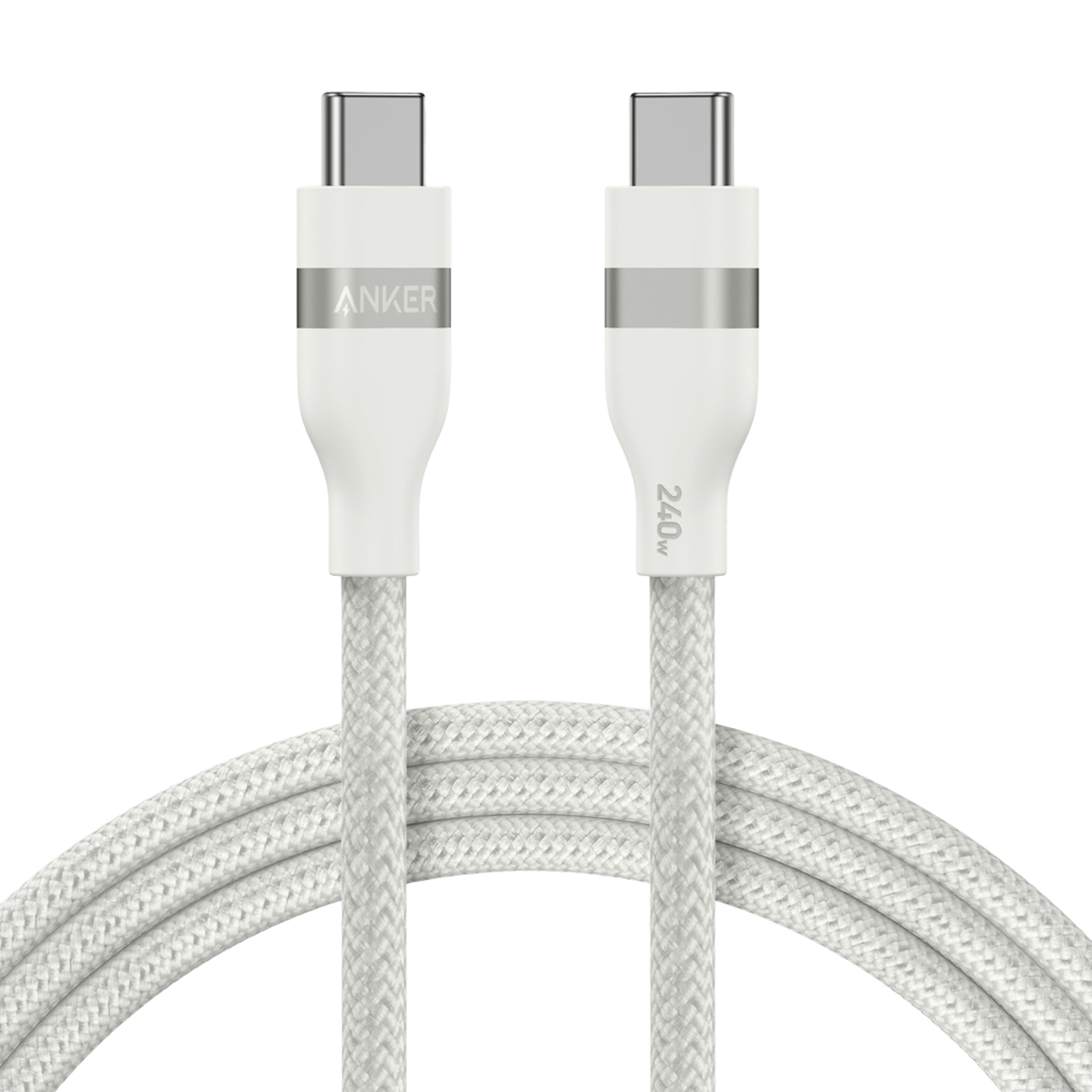 Apos Audio Anker Accessory Anker USB-C to USB-C Cable (3 ft / 6 ft, 240W, Upcycled-Braided) 6 ft / Shell White