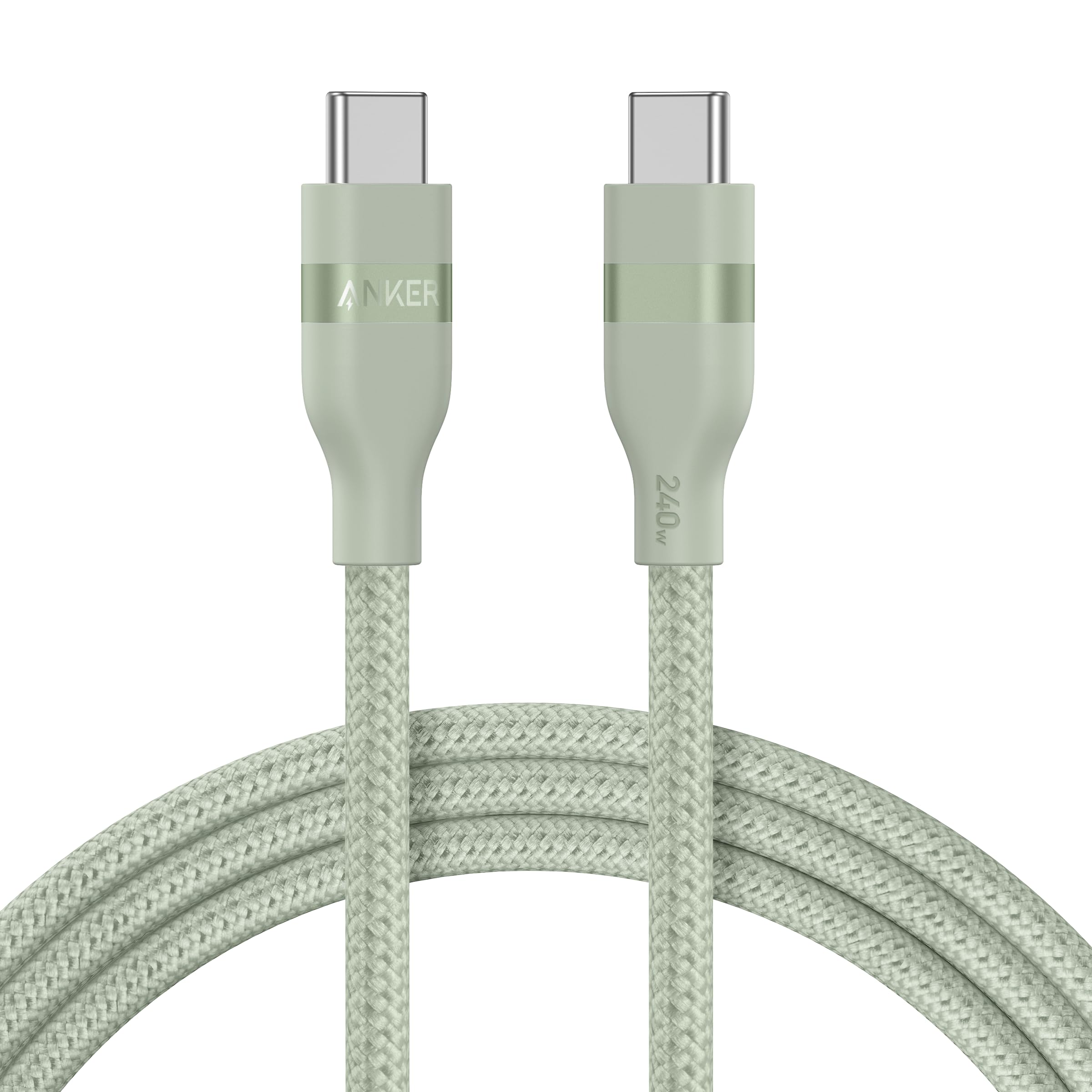 Apos Audio Anker Accessory Anker USB-C to USB-C Cable (3 ft / 6 ft, 240W, Upcycled-Braided) 6 ft / Sprout Green