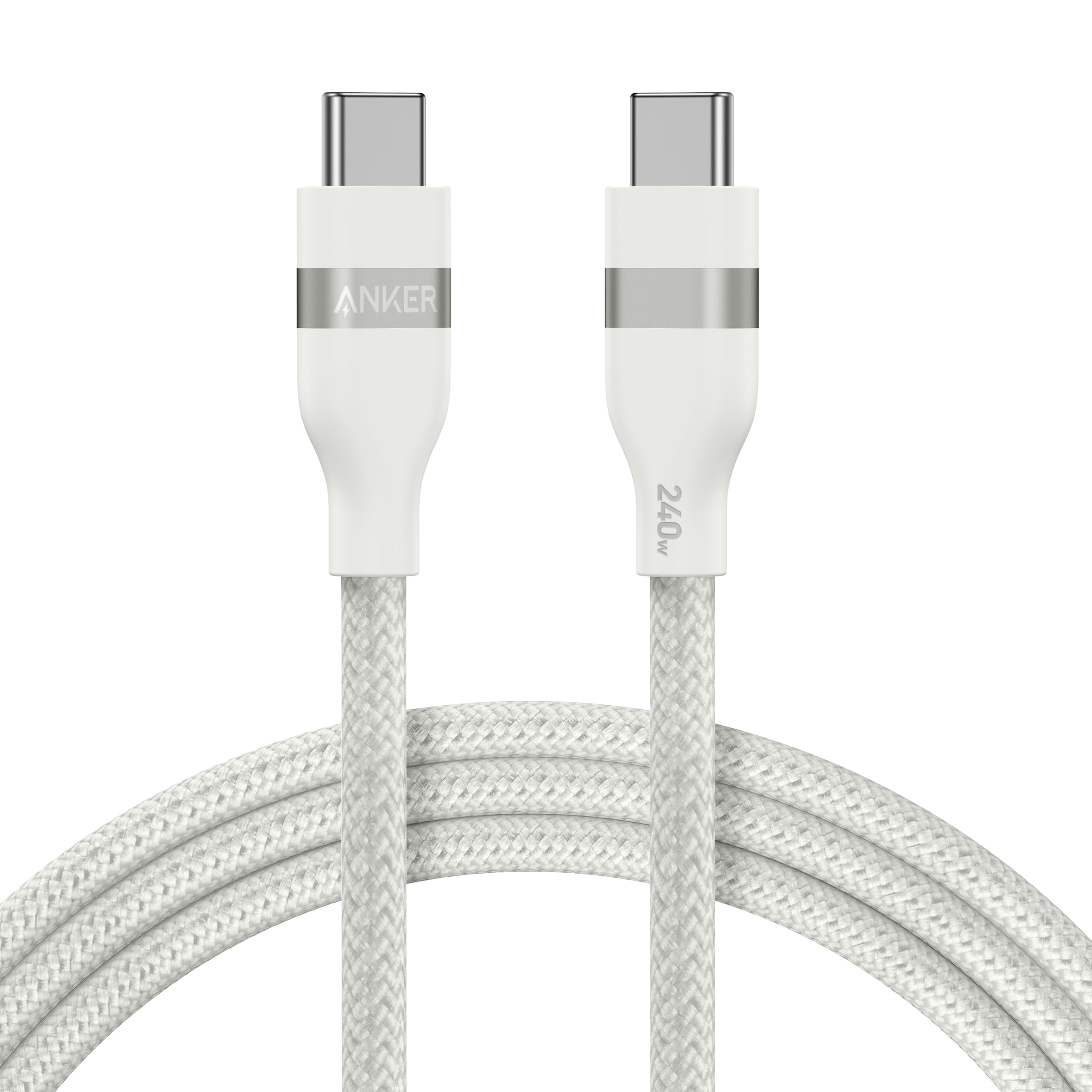 Apos Audio Anker Accessory Anker USB-C to USB-C Cable (3 ft / 6 ft, 240W, Upcycled-Braided) 6 ft / White