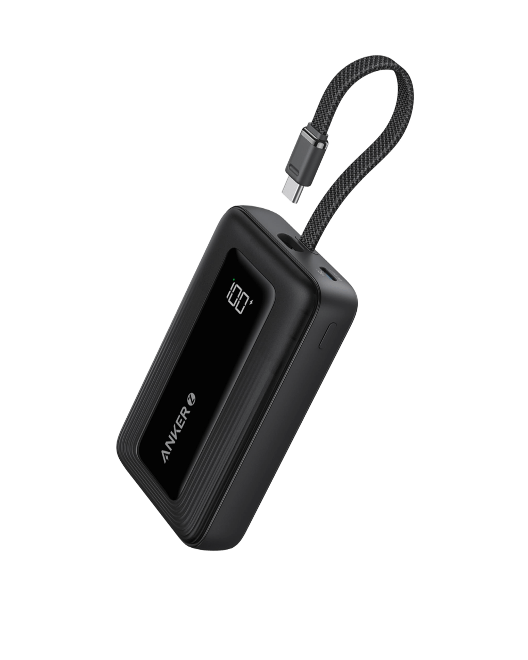 Apos Audio Anker Accessory Anker Zolo Power Bank (10K, 30W) with a 5.4-inch (13.7 cm) built-in USB-C cable.
