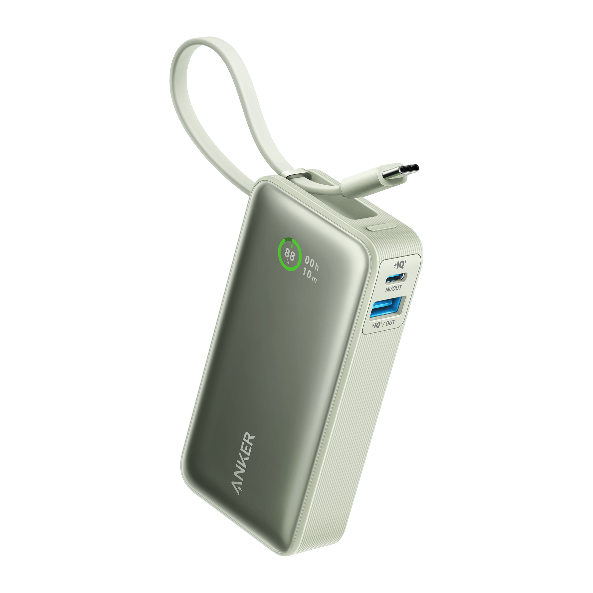 Apos Audio Anker charging only Anker Nano Power Bank (30W, Built-In USB-C Cable) Natural Green