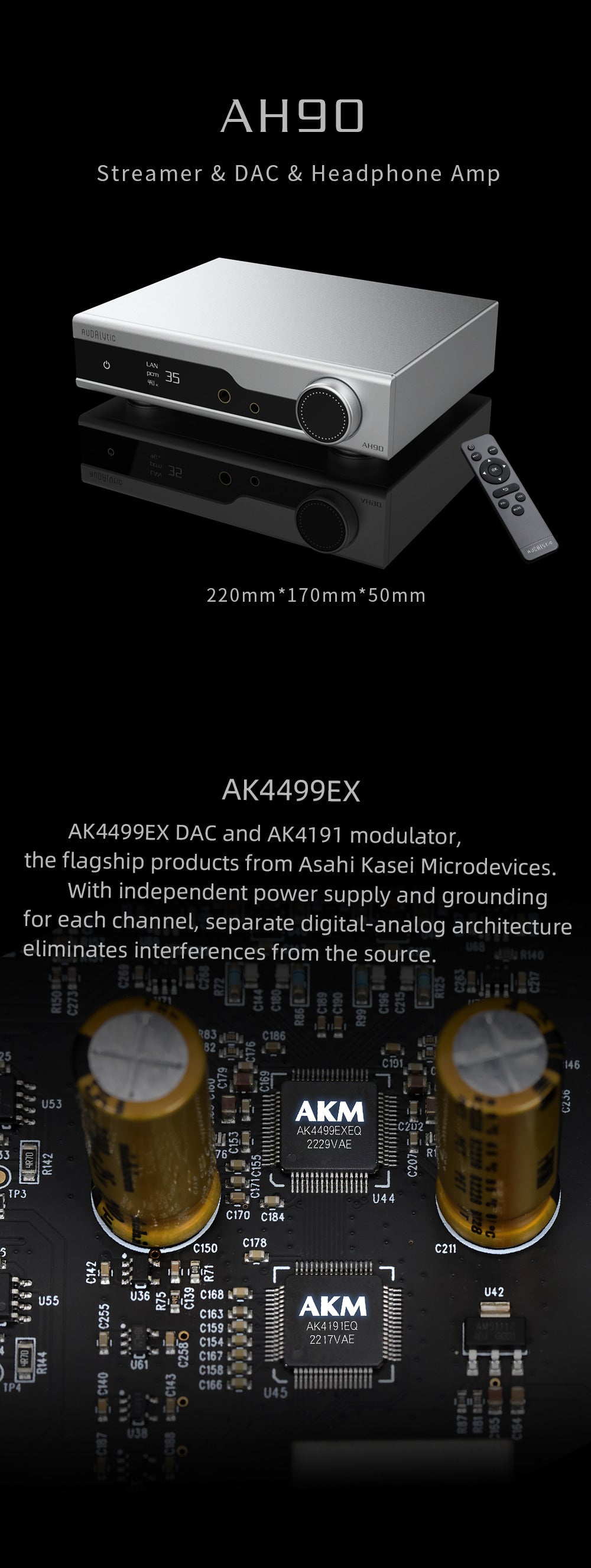 Apos Audio Audalytic Streaming Media Player Adualytic AH90 Streamer/DAC/Headphone Amp
