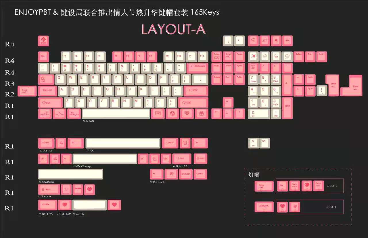 Apos Audio ePBT Keycaps enjoyPBT Valentine Keycap Set