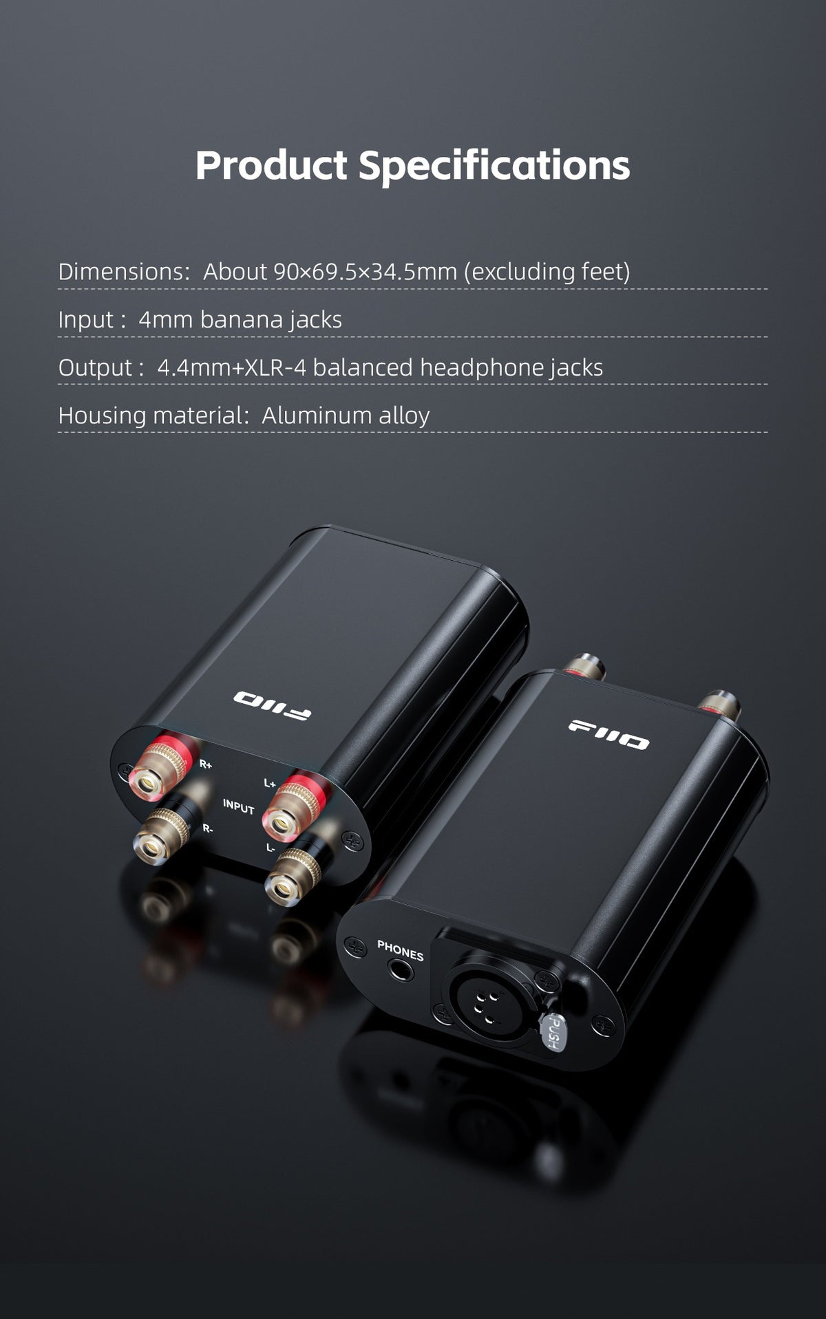 Apos Audio FiiO Accessory FIIO IMP XLR-4 Power Amplifier Impedance Adapter Black