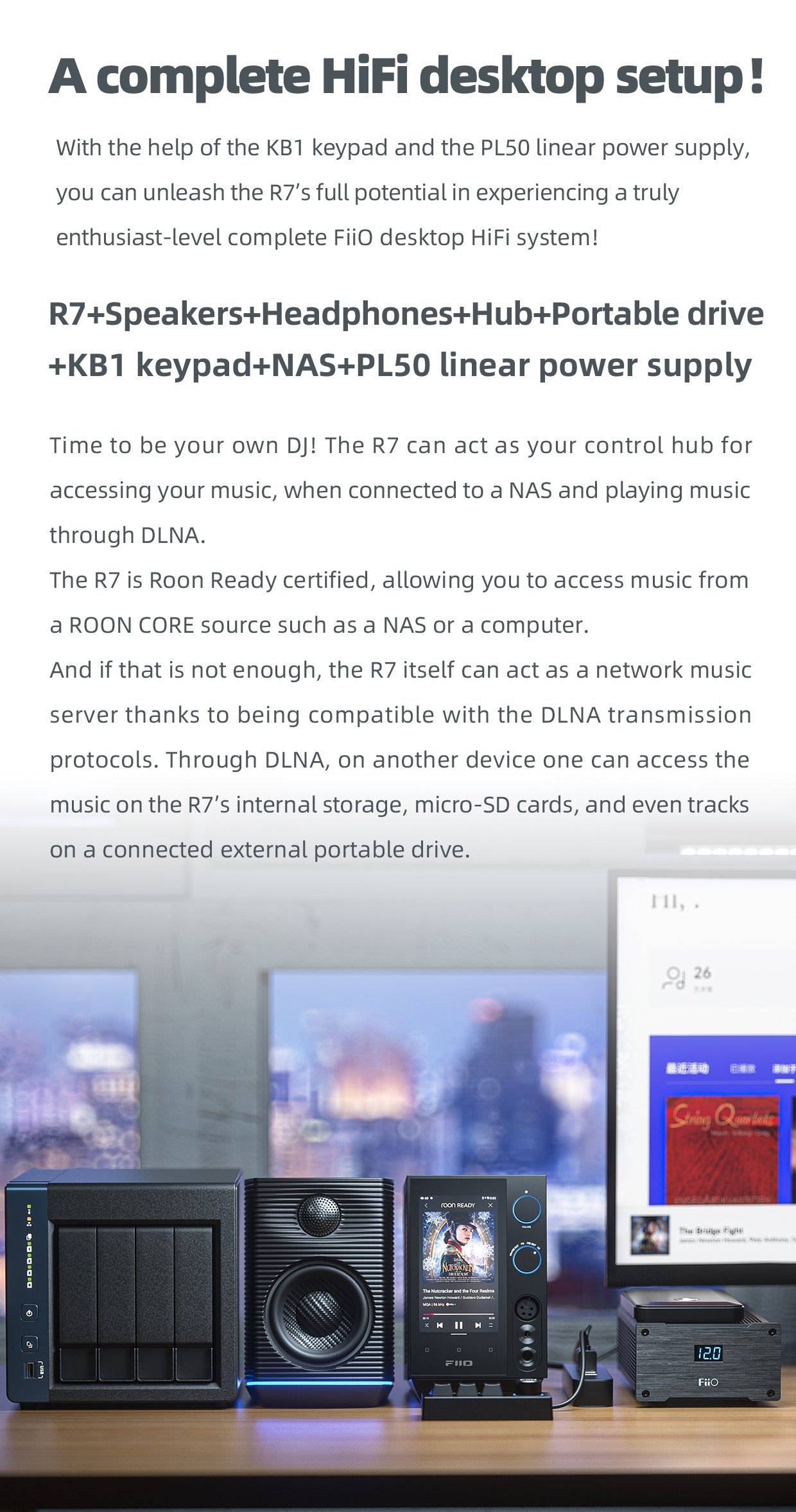 Apos Audio FiiO Headphone DAC/Amp FiiO R7 Desktop HIFI Center/Transmitter/Streamer/Decoder/Amp/Pre-amp All-in-One Unit (Apos Certified)