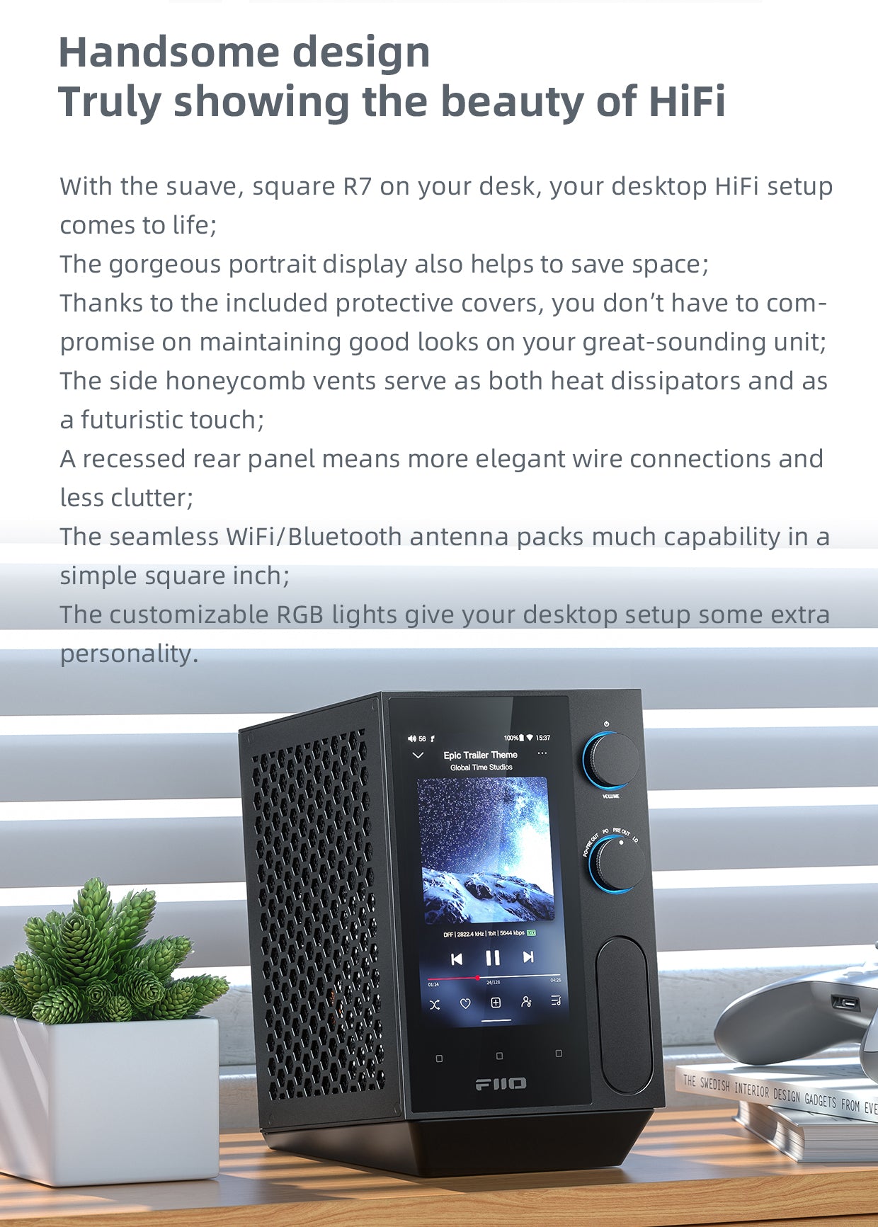 Apos Audio FiiO Headphone DAC/Amp FiiO R7 Desktop HIFI Center/Transmitter/Streamer/Decoder/Amp/Pre-amp All-in-One Unit (Apos Certified)