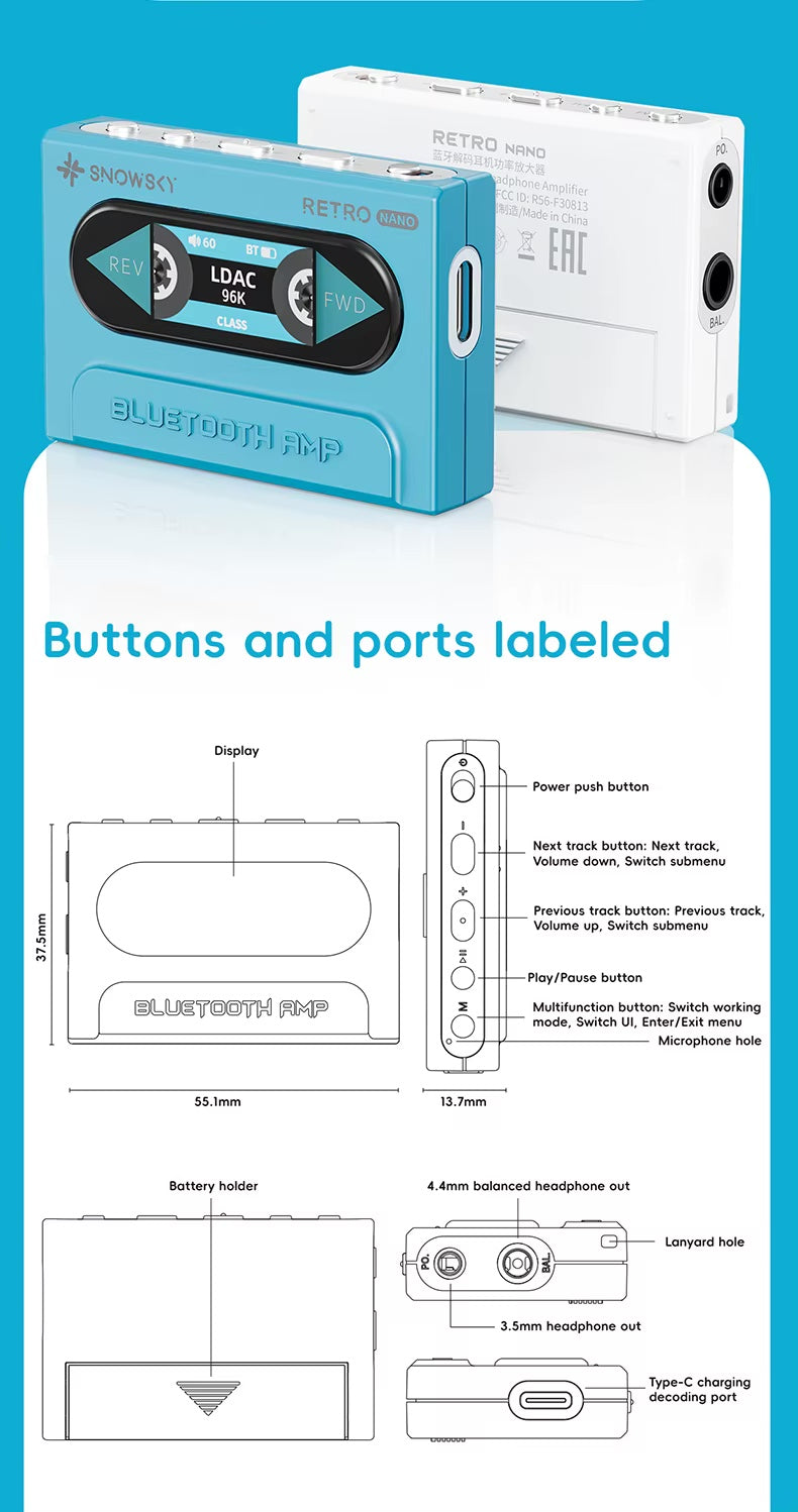 Apos Audio FiiO Headphone DAC/Amp FiiO Snowsky RETRO NANO Bluetooth DAC and Headphone Amplifier