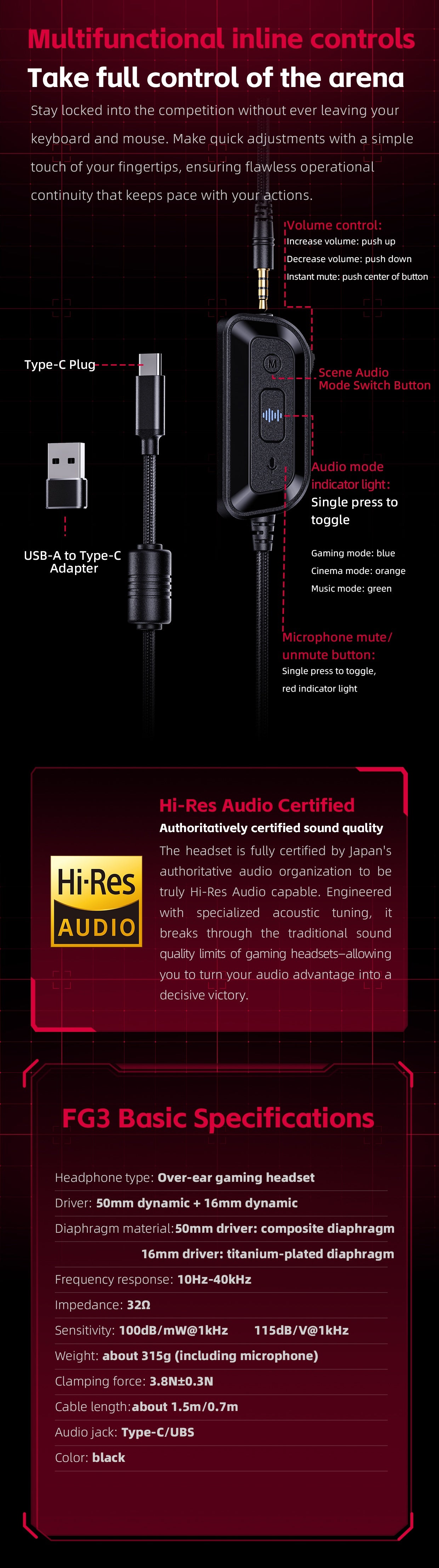 Apos Audio FiiO Headphone FiiO FG3 Gaming Headphones