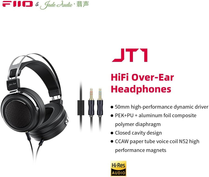 Apos Audio FiiO Headphone FiiO Jade Audio JT1 HIFI Over-Ear Closed-Back Headphones