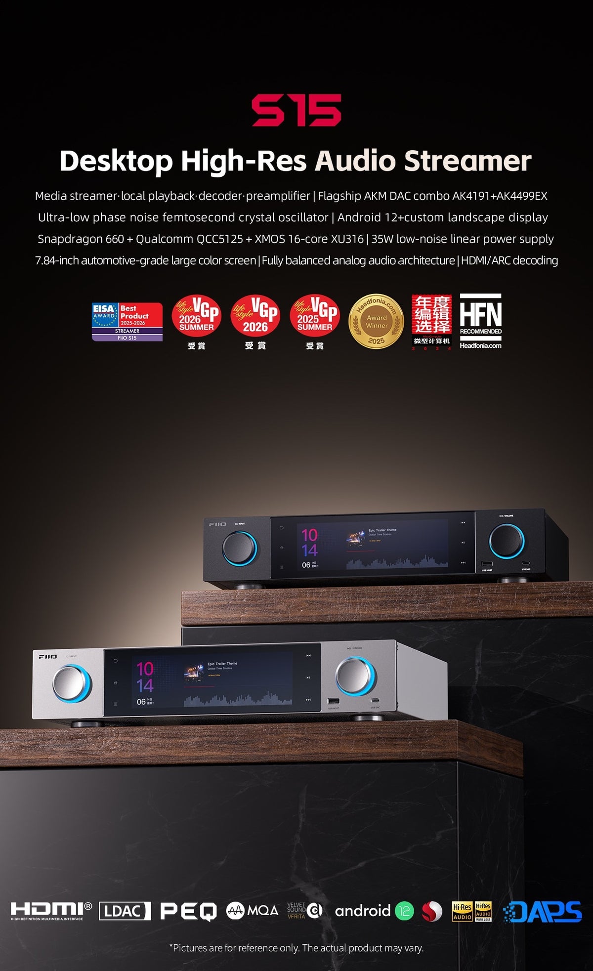 Apos Audio FiiO Streaming Media Player FIIO S15 Desktop High-Res Audio Streamer
