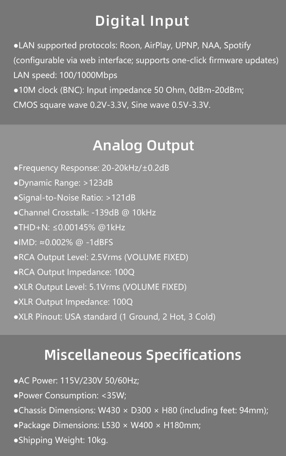 Apos Audio Gustard DAC (Digital-to-Analog Converter) GUSTARD R30 Fully-Discrete R2R Network Streaming DAC