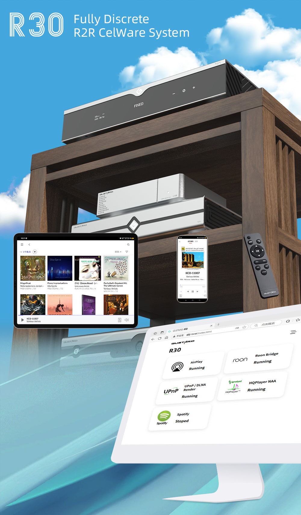 Apos Audio Gustard DAC (Digital-to-Analog Converter) GUSTARD R30 Fully-Discrete R2R Network Streaming DAC