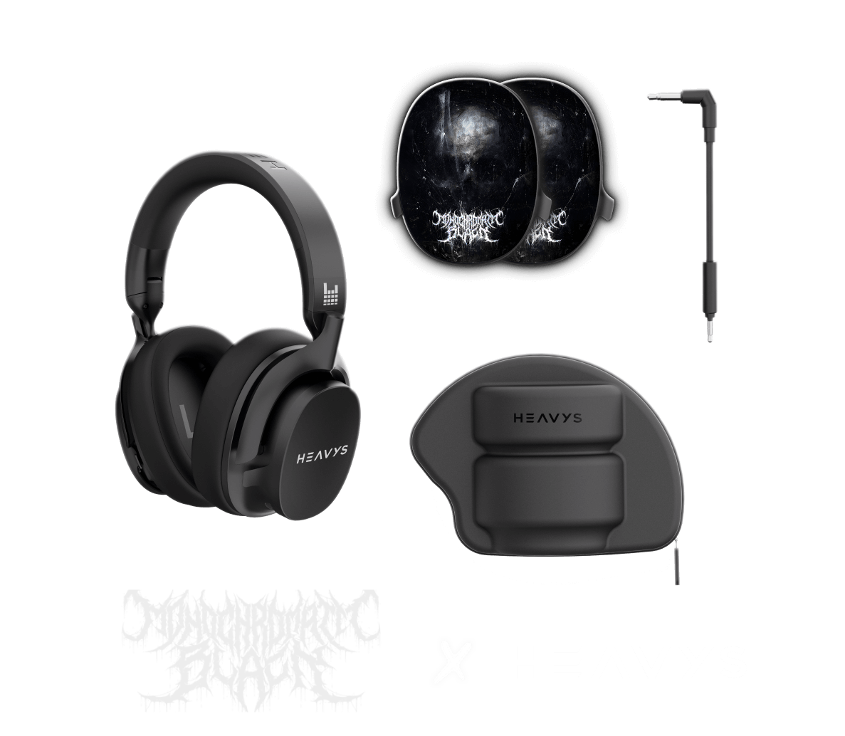 Apos Audio Heavys Accessory Monochromatic Black Shells Shells + Heavys Headphones Bundle