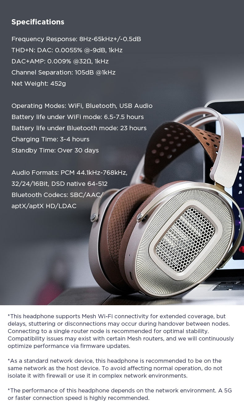 Apos Audio HIFIMAN Headphone HIFIMAN HE1000 WiFi Streaming Media Planar Magnetic Headphones