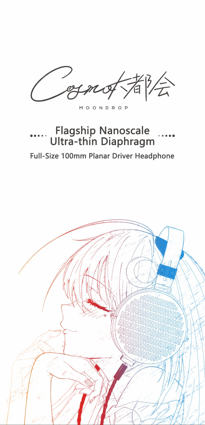 Apos Audio Moondrop Earphone / In-Ear Monitor (IEM) Moondrop Cosmo Flagship Nanoscale Ultra-thin 100mm Planar Magnetic Driver Headphone