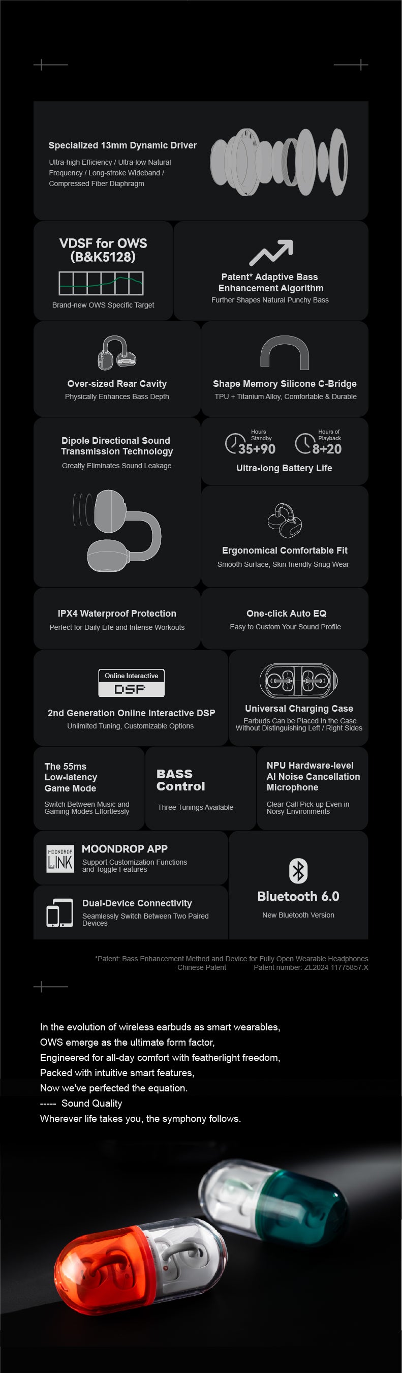 Apos Audio Moondrop Earphone / In-Ear Monitor (IEM) Moondrop Pill AI ENC HIFI Earbuds